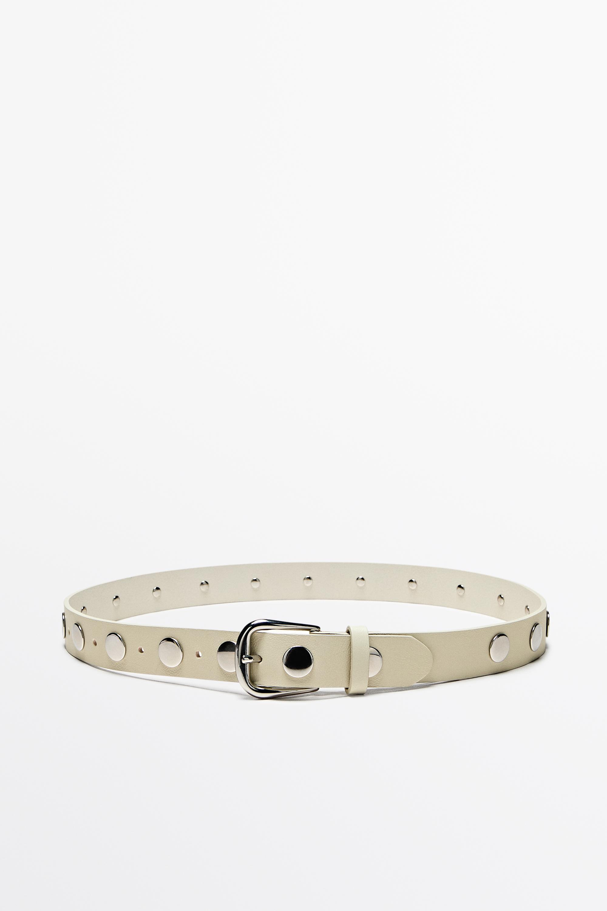 Nappa leather studded belt with buckle