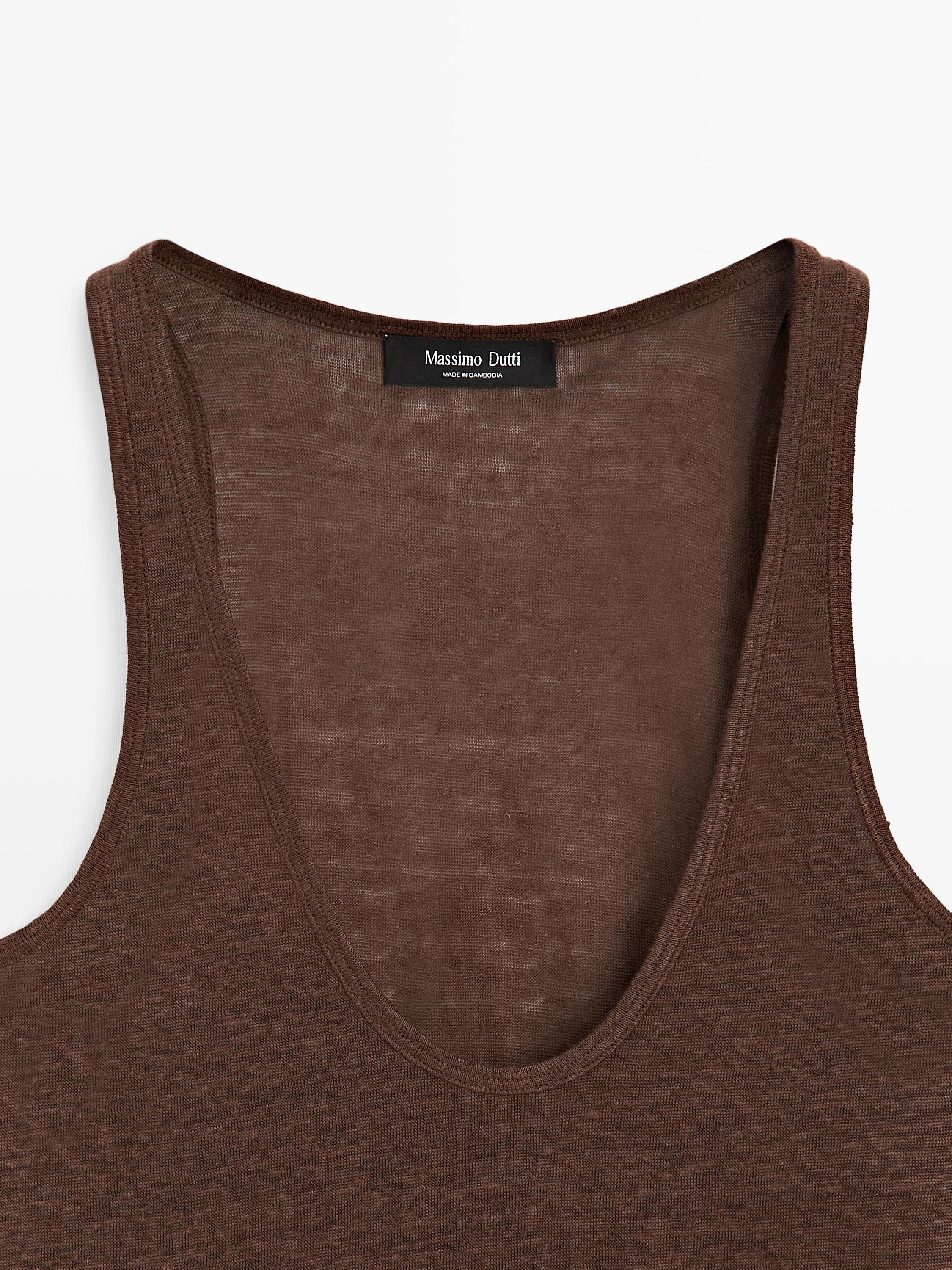 100% linen strappy top — Chocolate