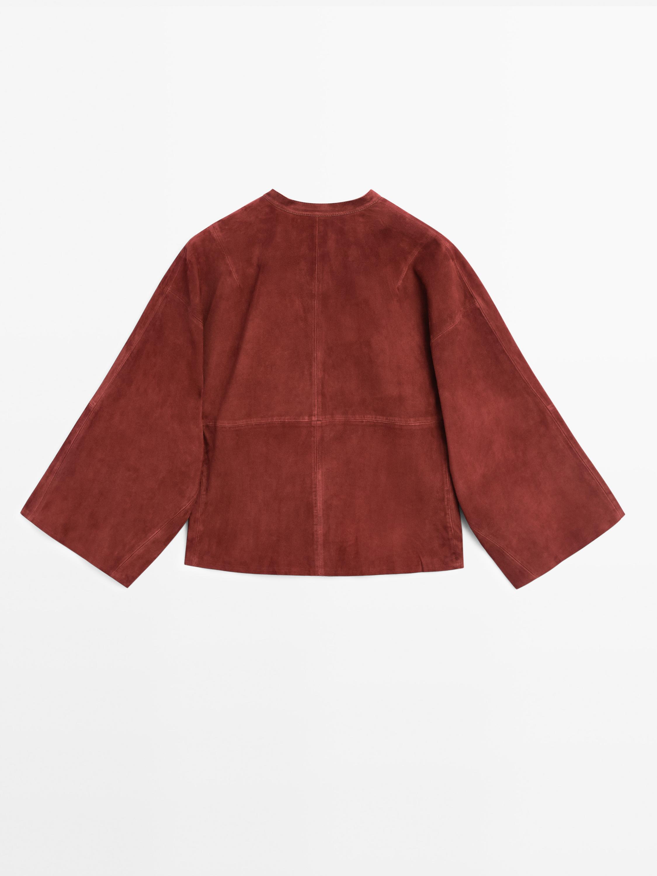 Loose-fitting suede leather shirt