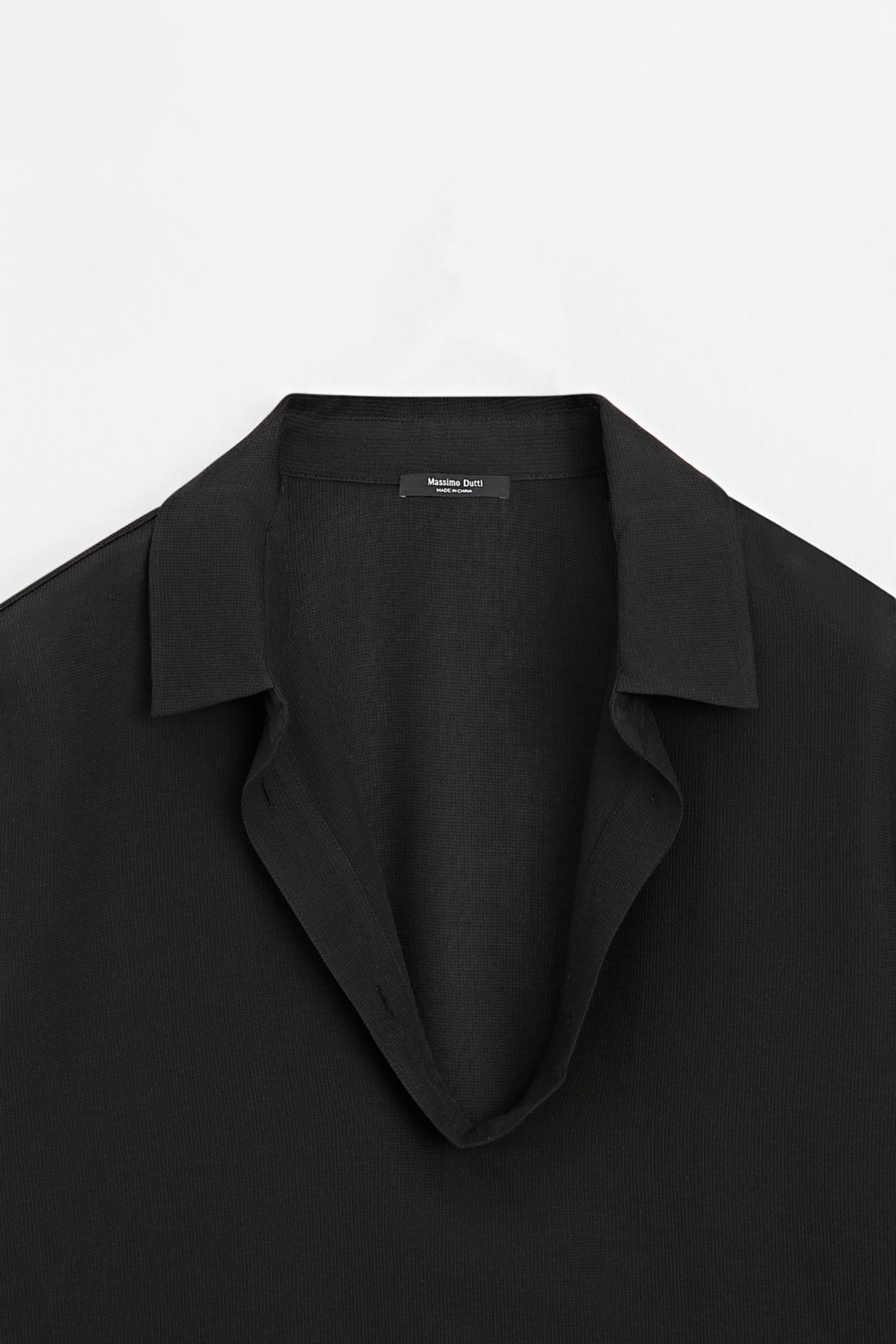 Flowing cotton blend V-neck shirt — BROWN
