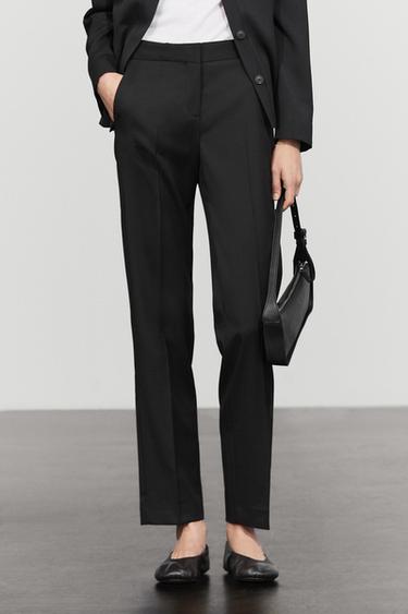 100% cool wool straight fit trousers — BLACK 3
