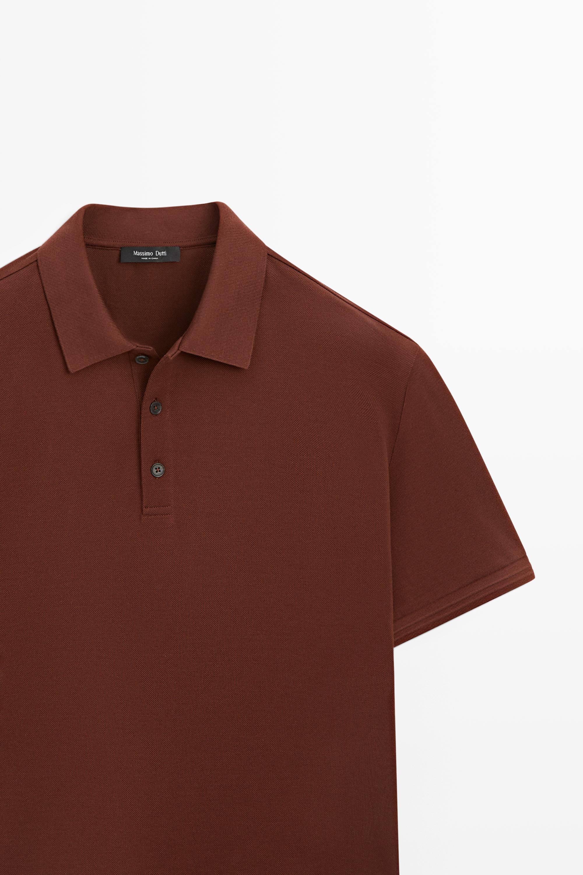 100% cotton short sleeve polo shirt — TERRA-COTTA