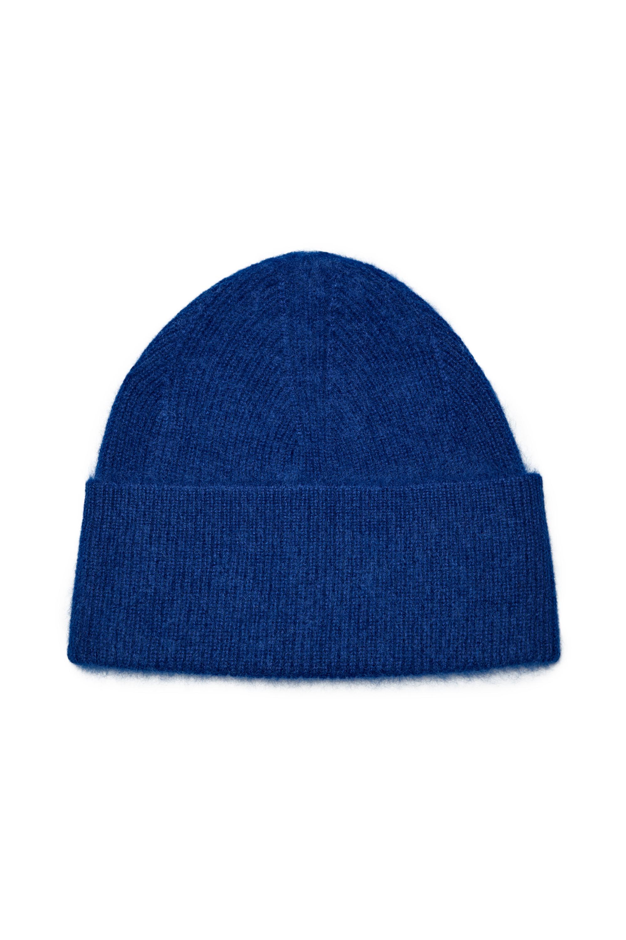 100% cashmere knit beanie — INK BLUE