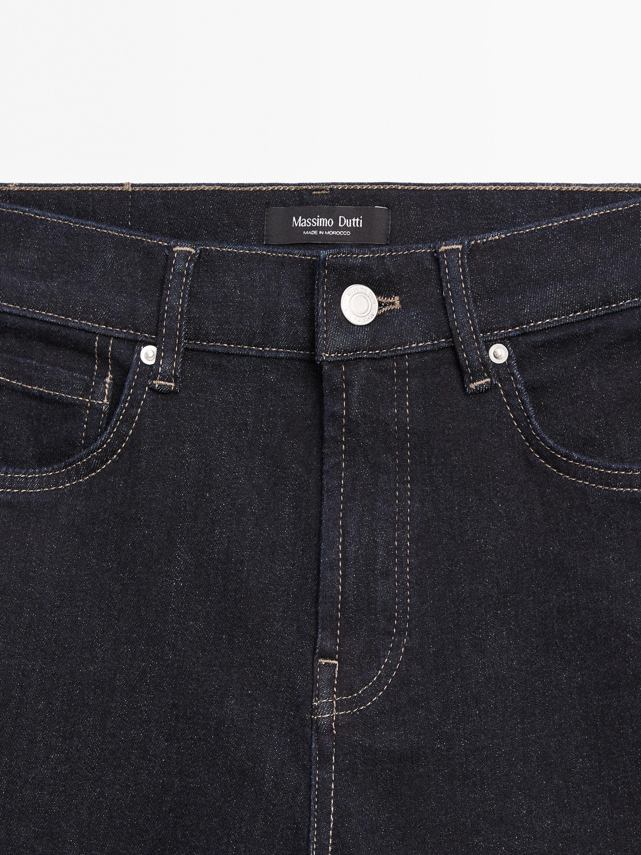 High waist bell bottom skinny jeans — DARK BLUE