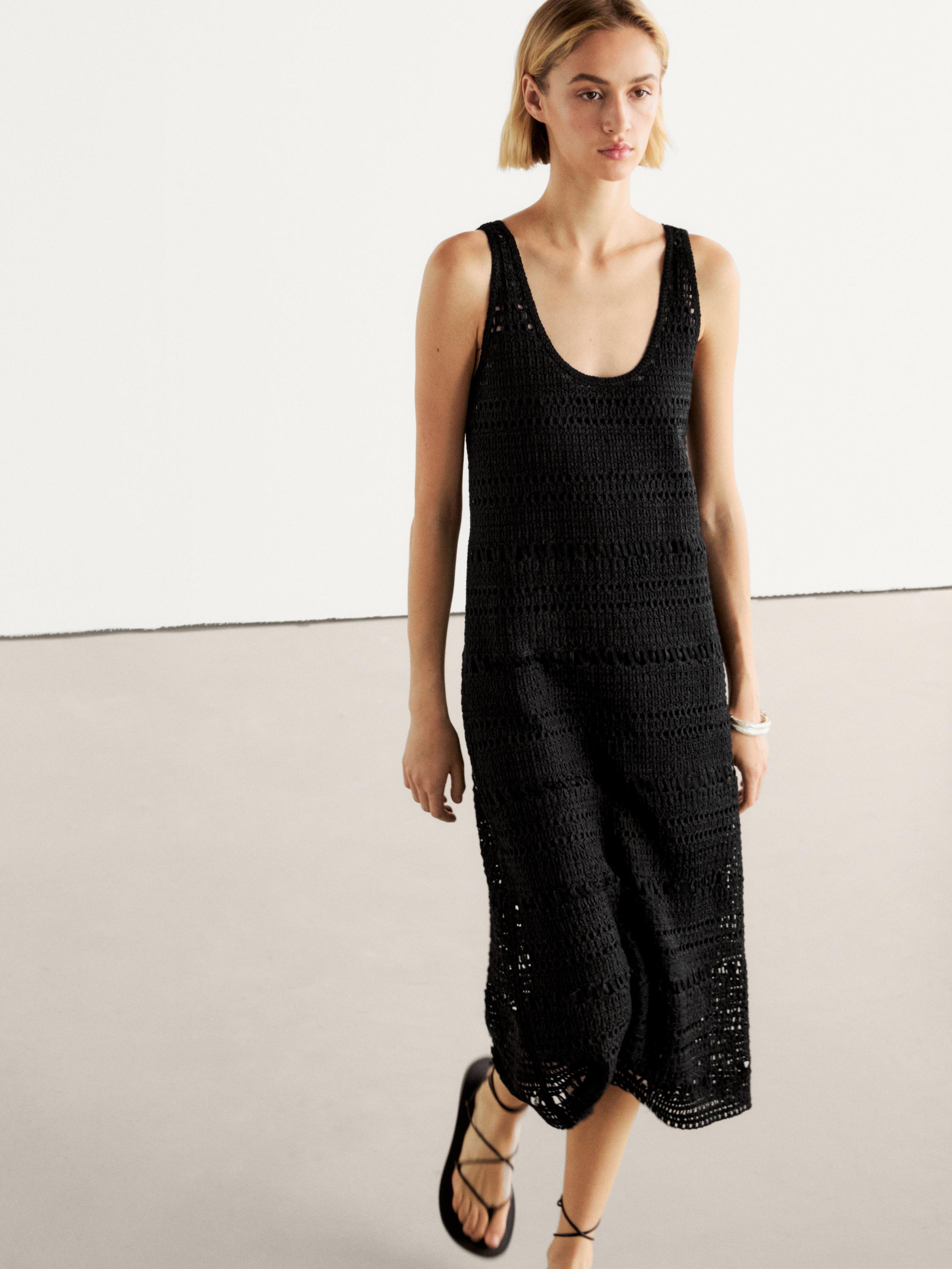 Robe midi bretelles crochet
