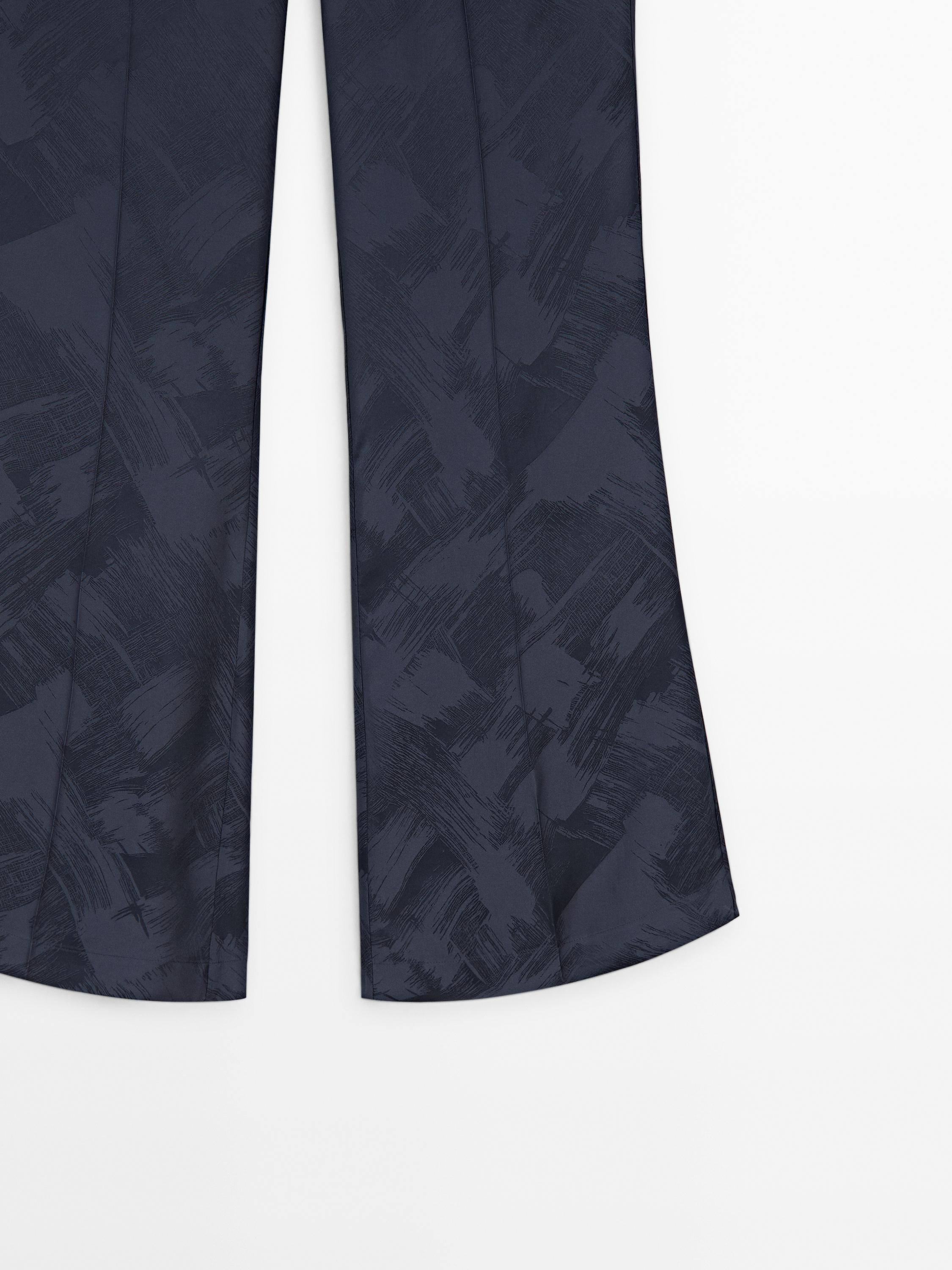 Flowing satin jacquard trousers