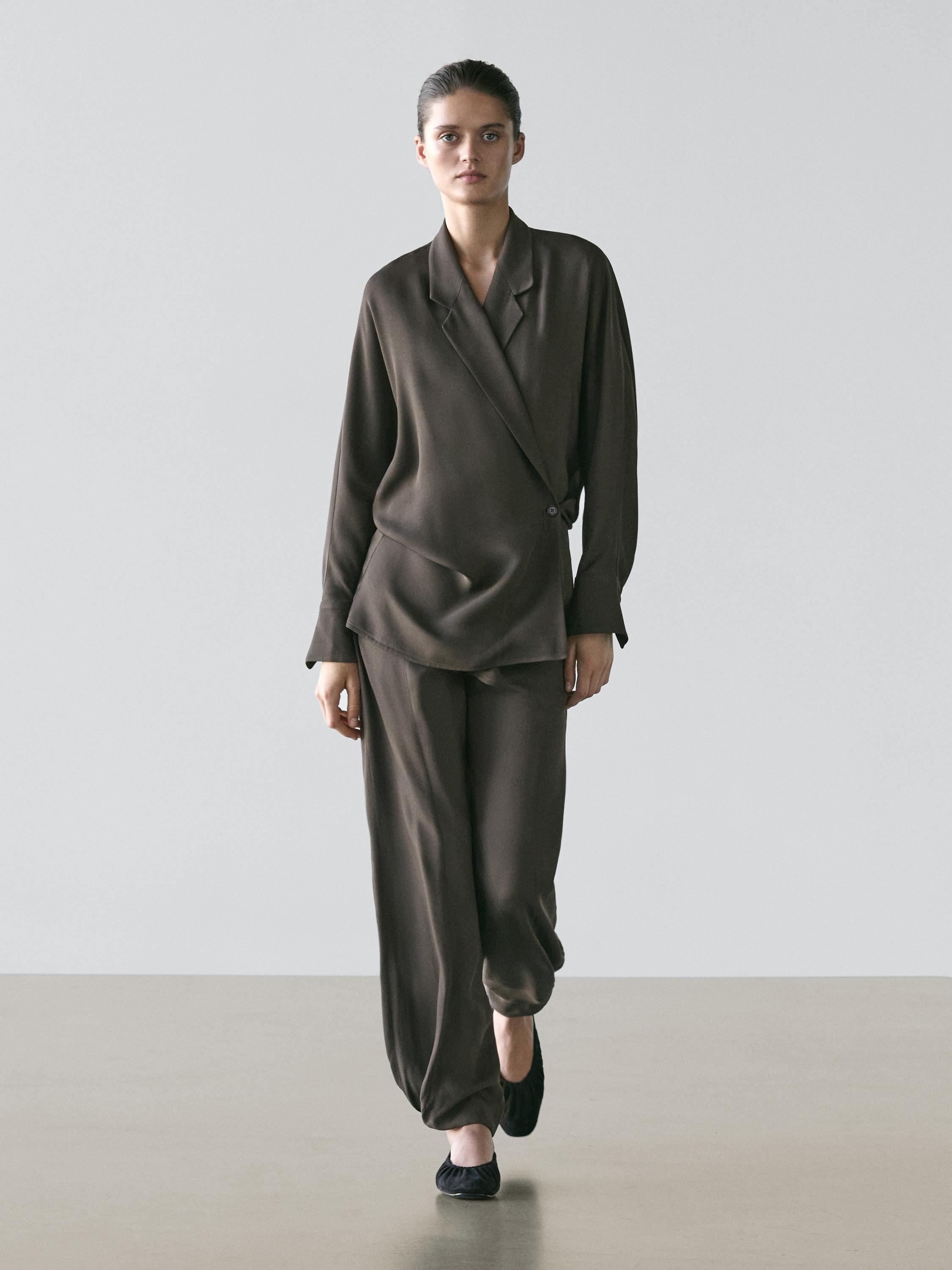 Flowing sarouel trousers — Greyish green