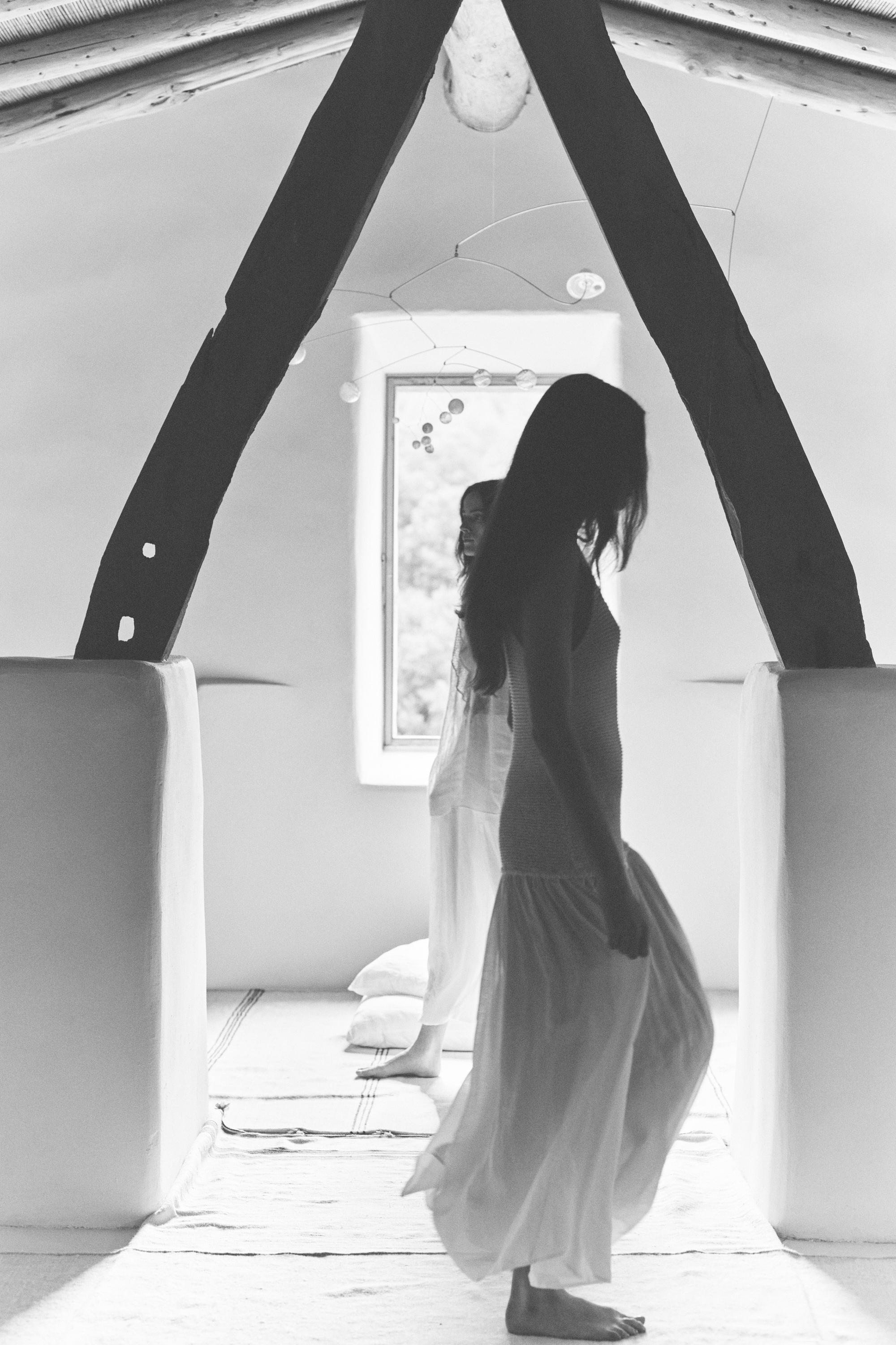 Long matching linen blend dress — PURE WHITE