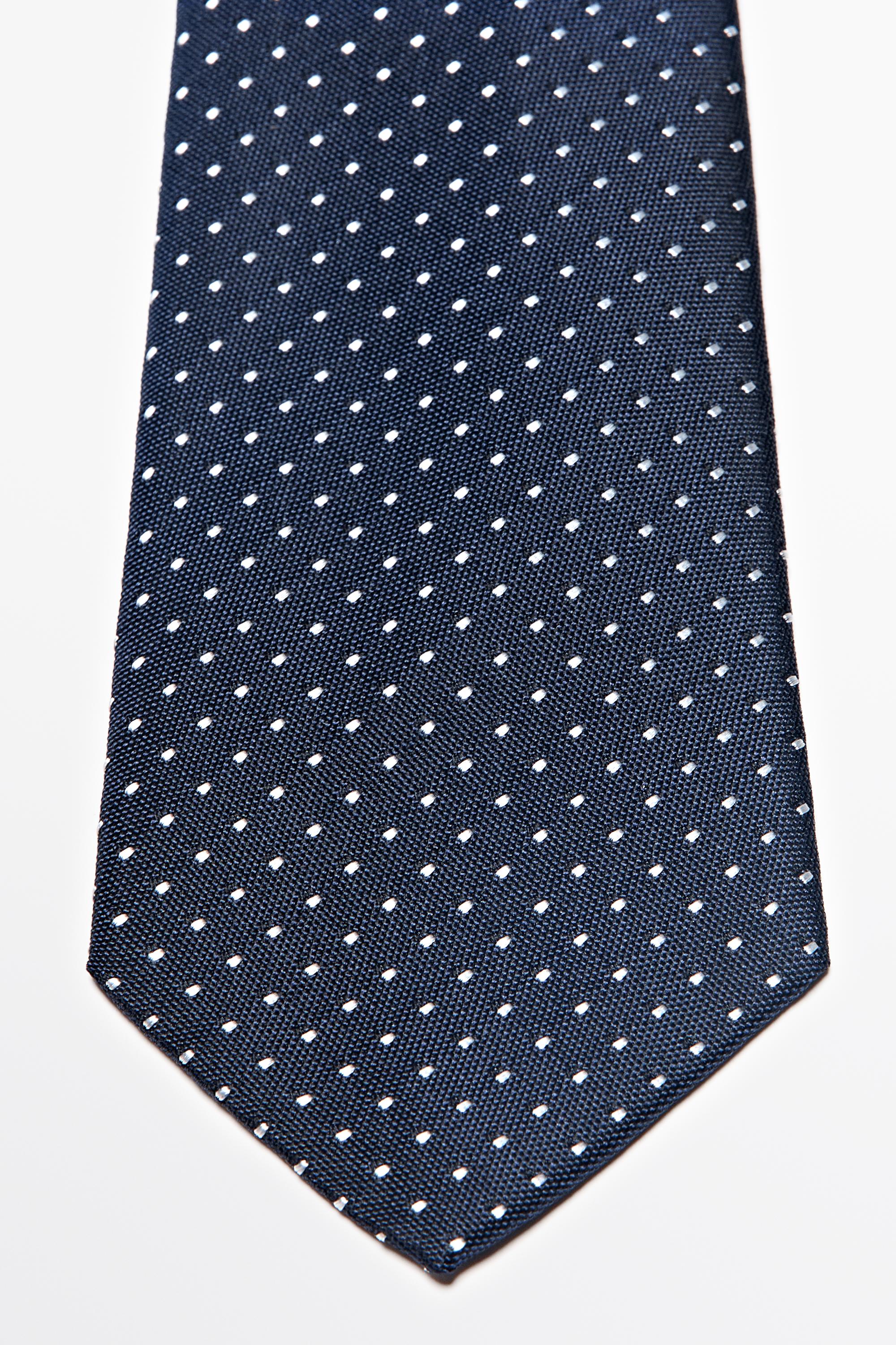100% silk polka dot tie — NAVY BLUE