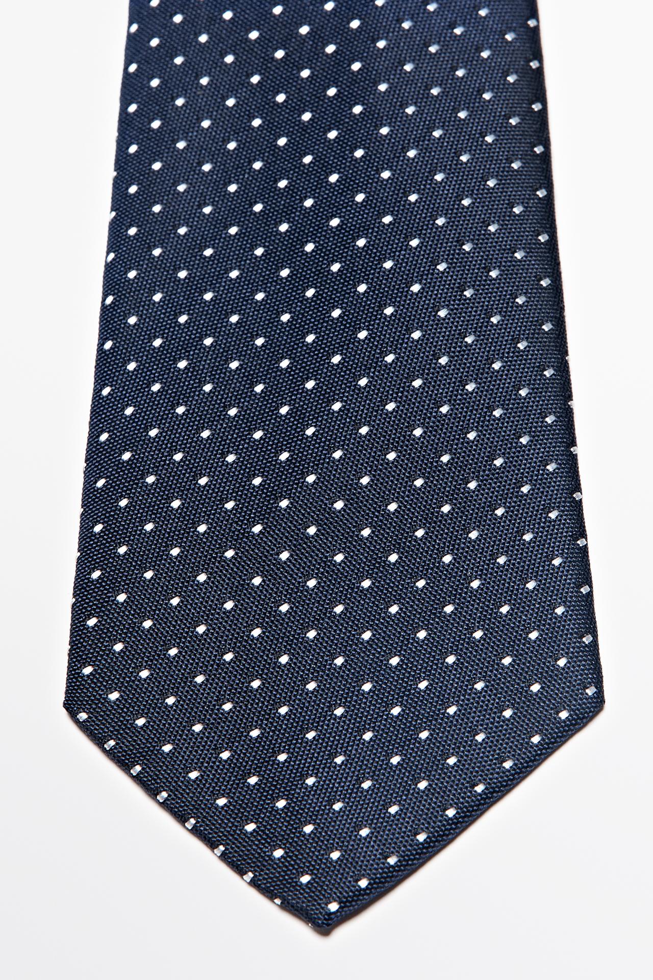 100% silk polka dot tie — NAVY BLUE
