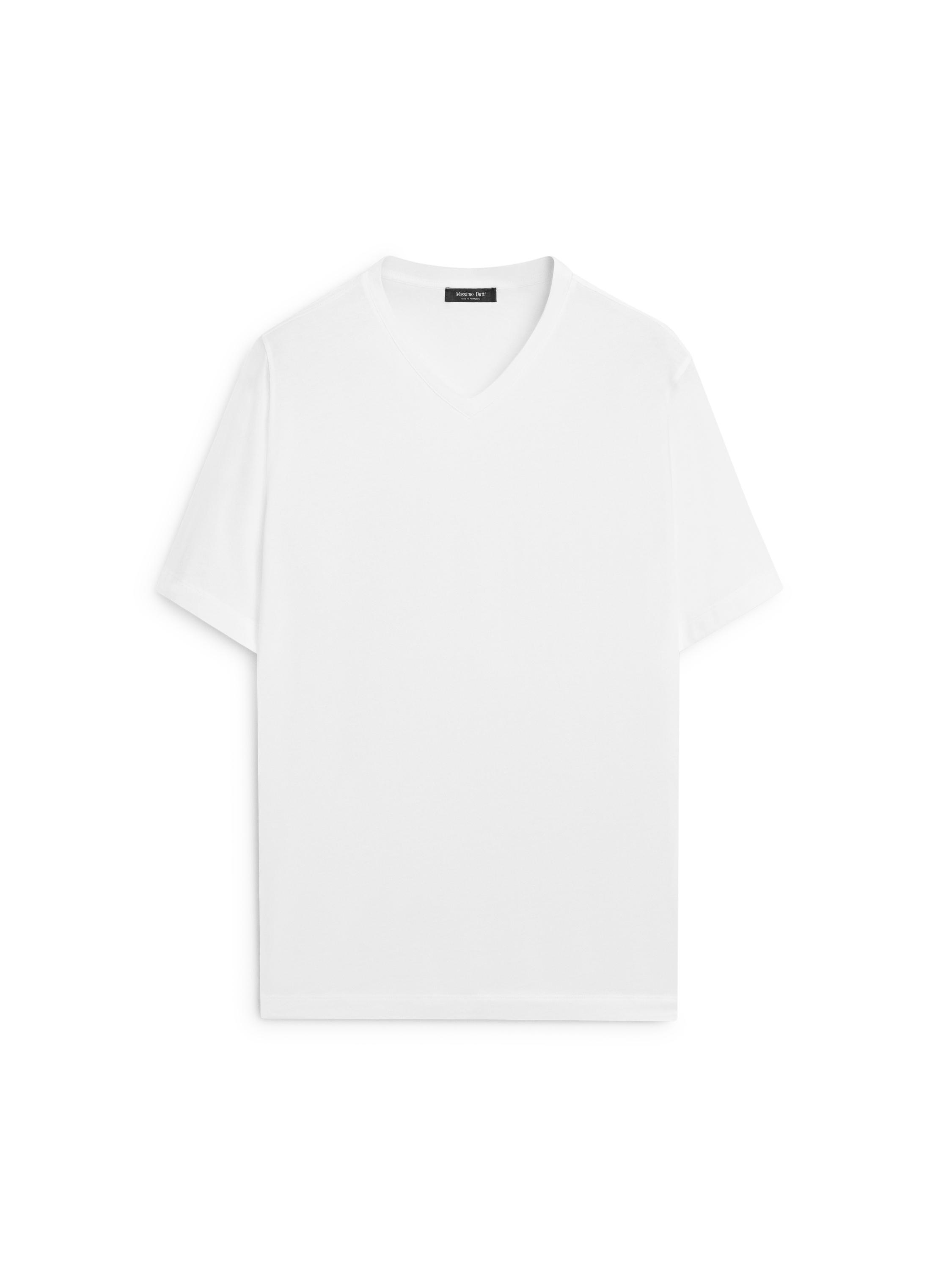 100% cotton V-neck T-shirt — WHITE