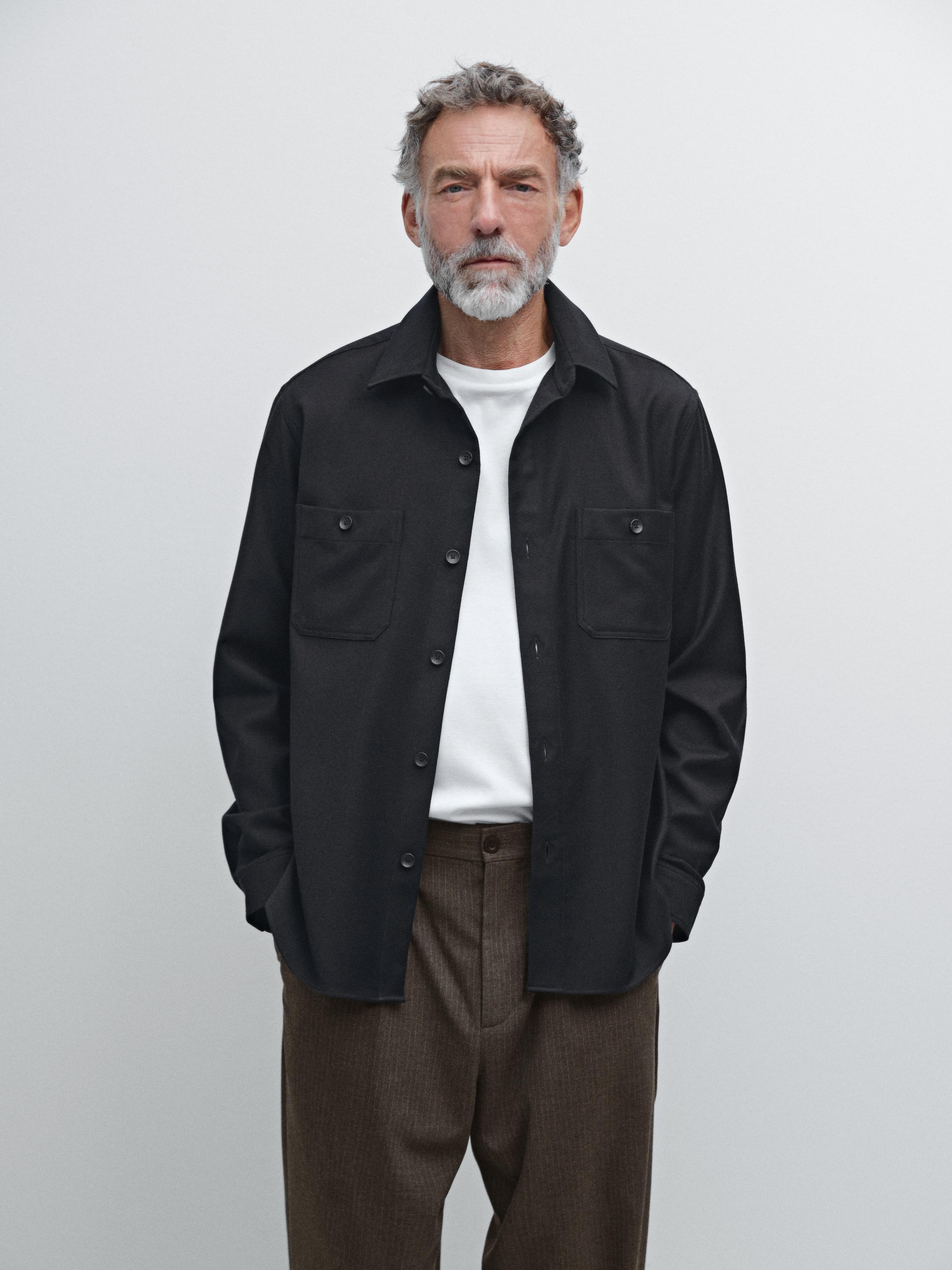 100% wool flannel overshirt