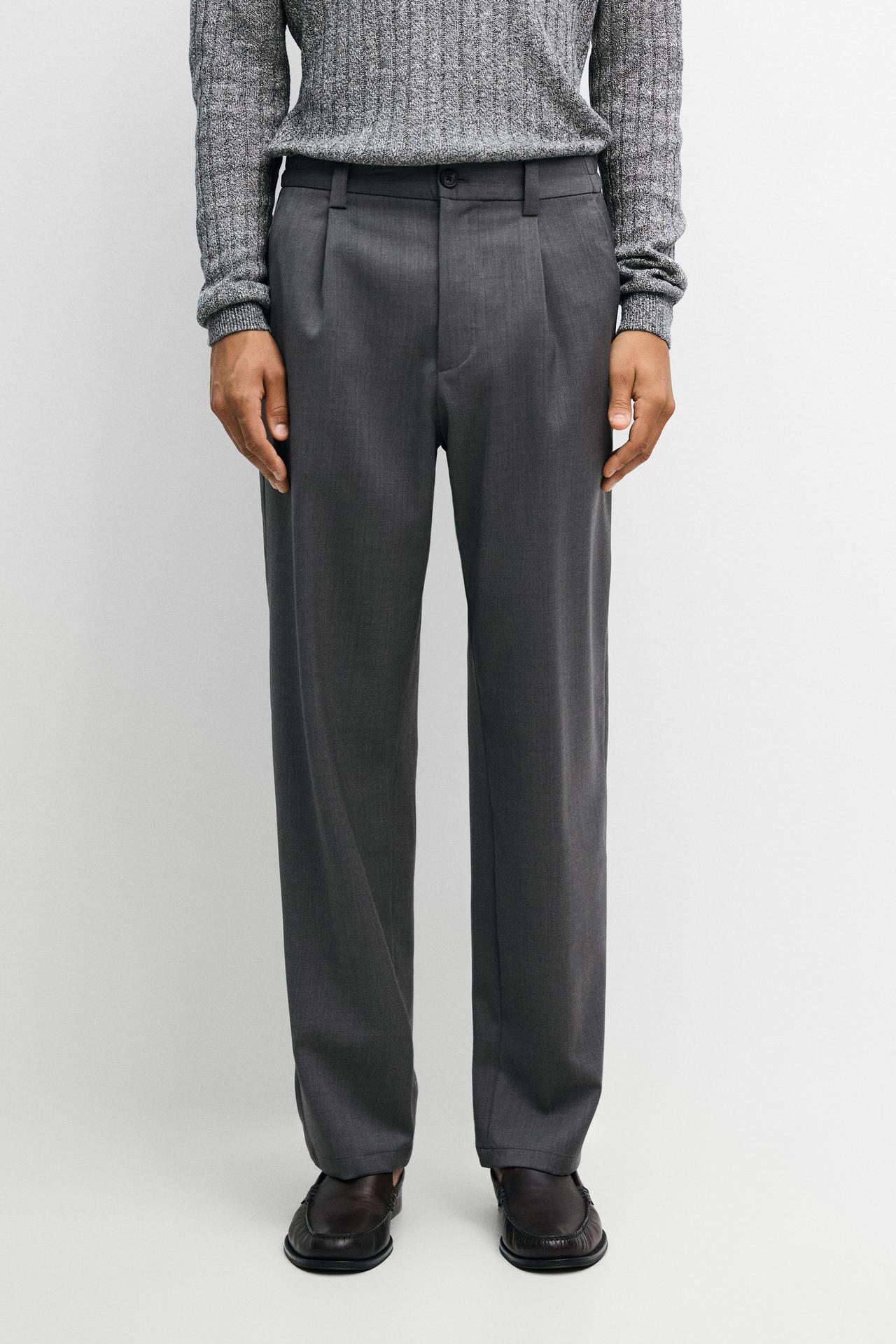 100% wool straight-leg pants — GREY