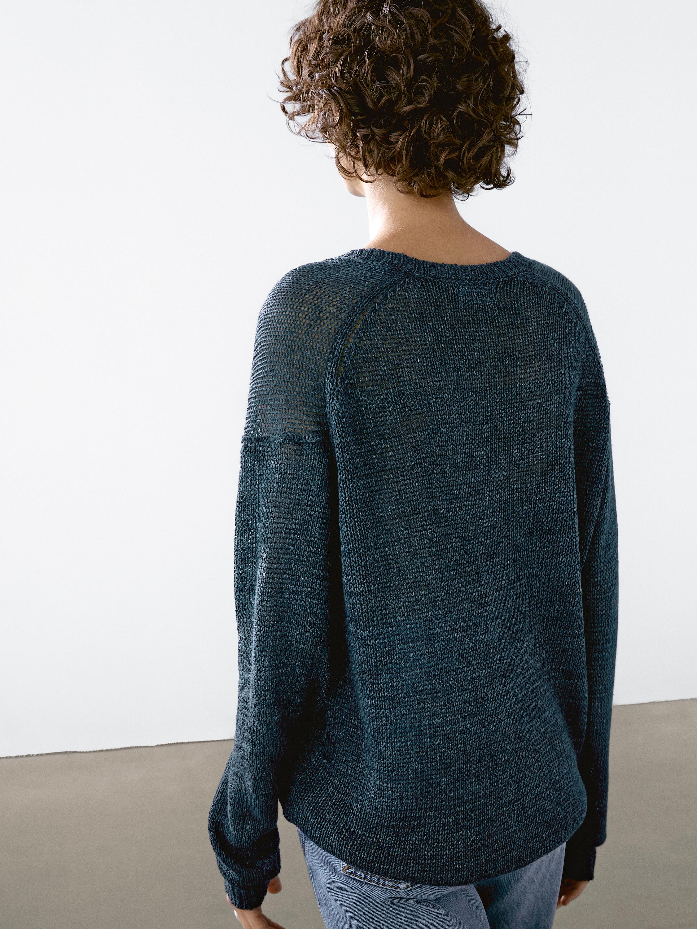 Pull en maille ajourée 100 % lin