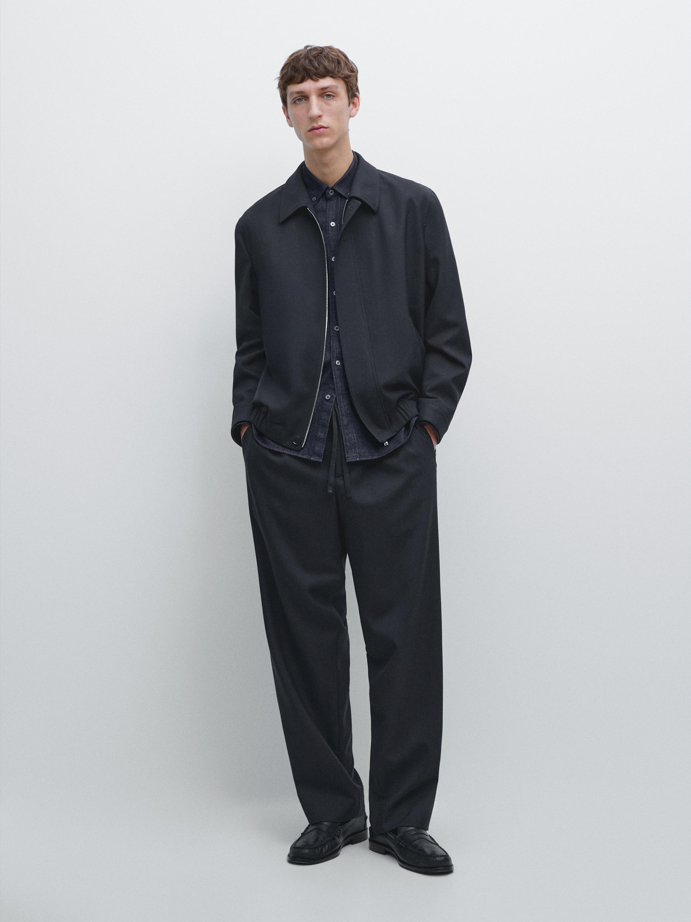 Cool wool textured pants Navy Blue Trousers | Massimo Dutti Cool wool textured pants Navy Blue Trousers | Massimo Dutti