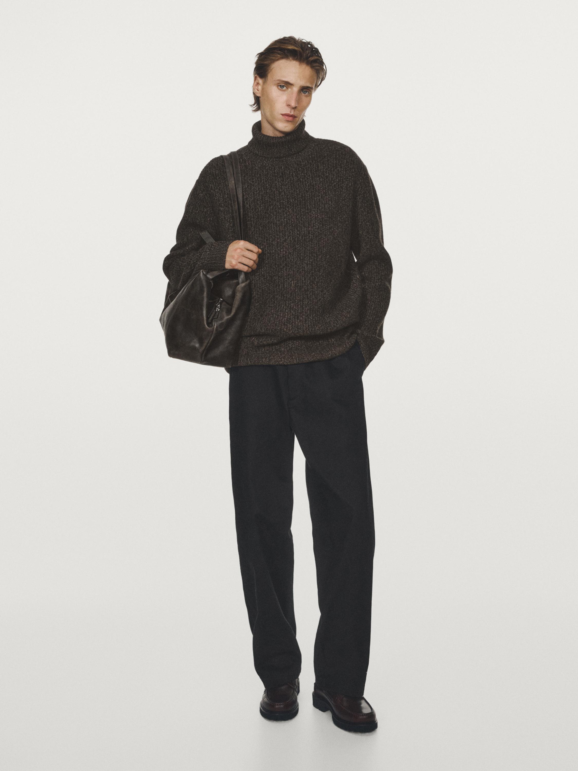 Jersey punto mouline cuello alto 100% lana