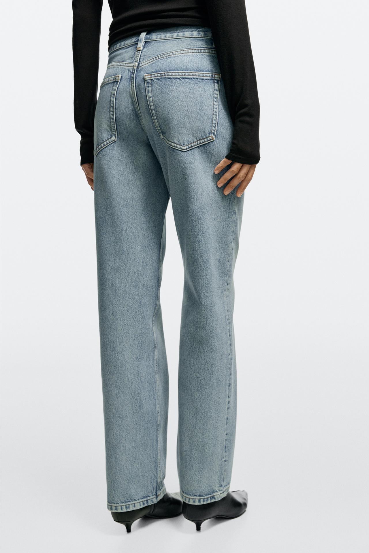 High-waist straight-leg jeans — Light Blue