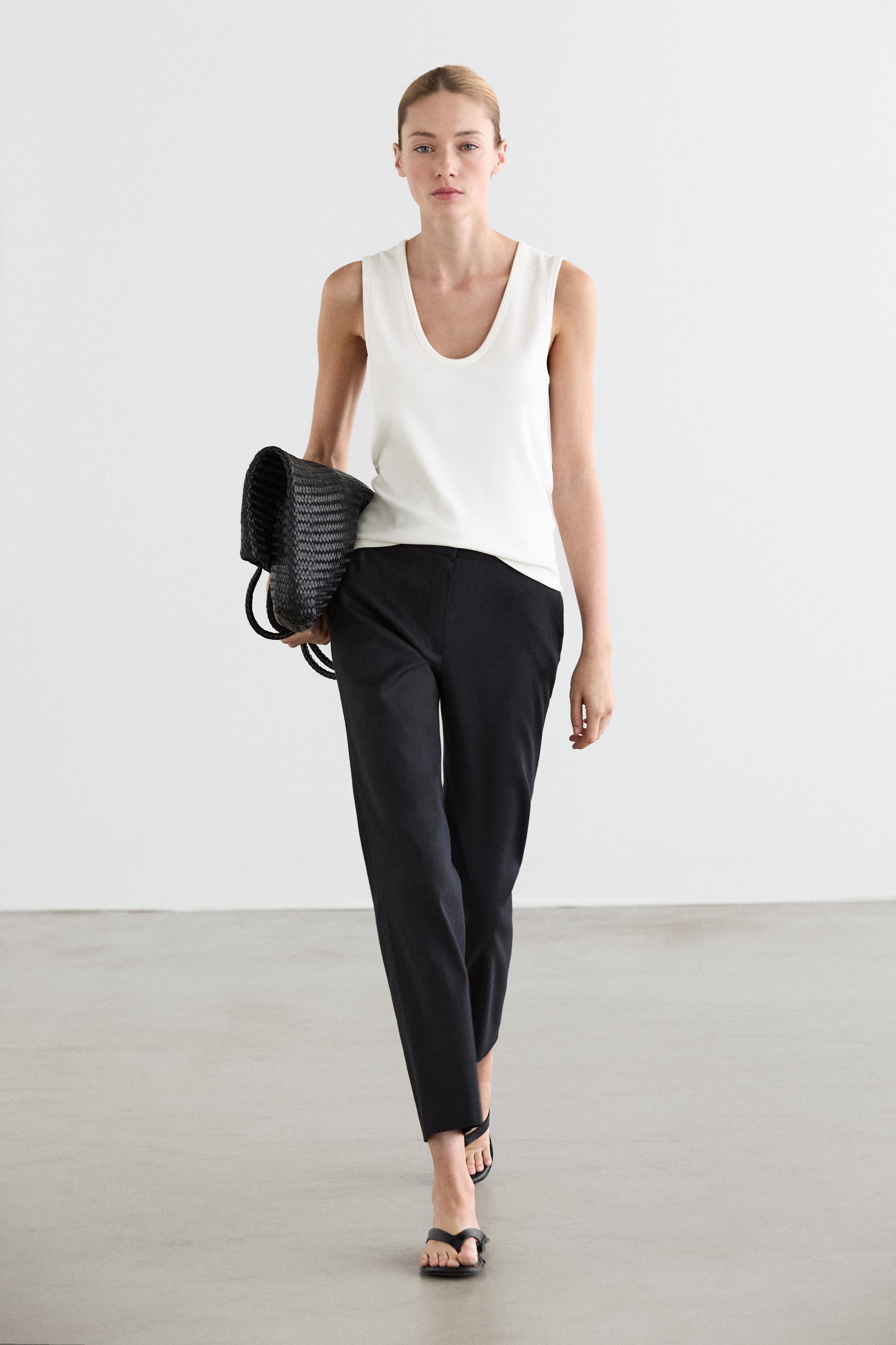 Straight-leg linen blend trousers — NAVY BLUE