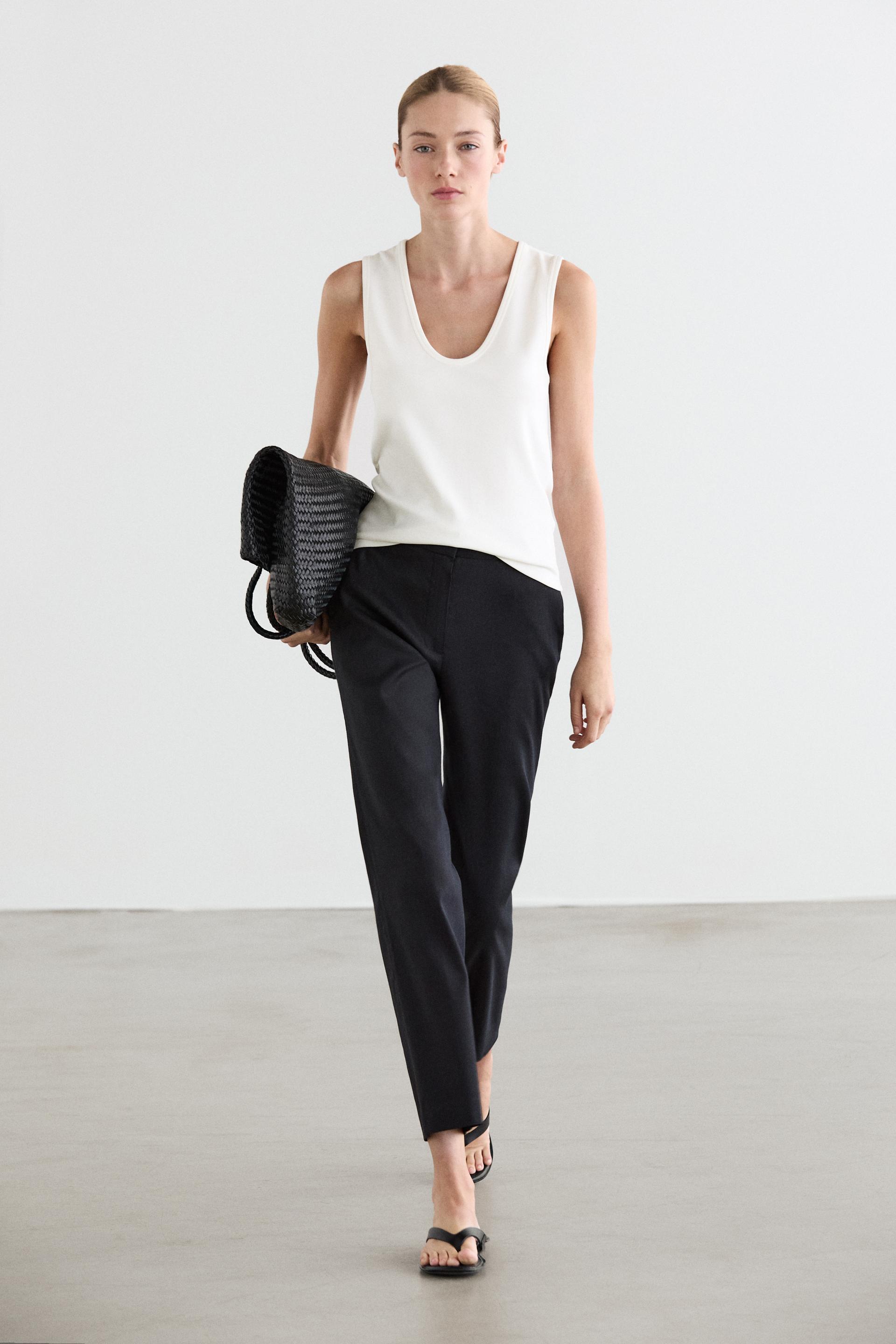Pantaloni Straight Fit In Misto Lino - Bianco - 42 (It 46) - Massimo Dutti - Femminile