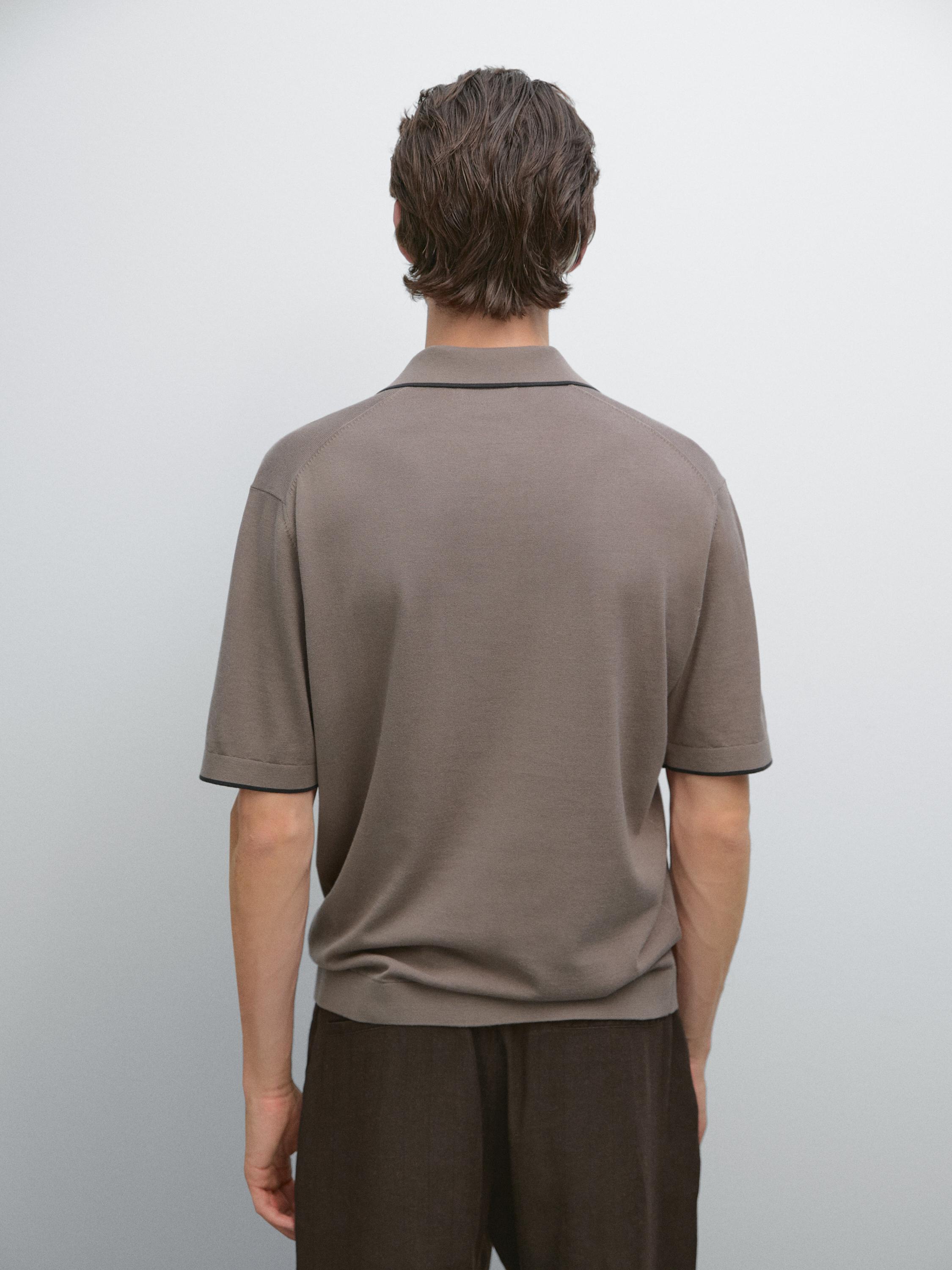 Knit polo shirt with contrast detail
