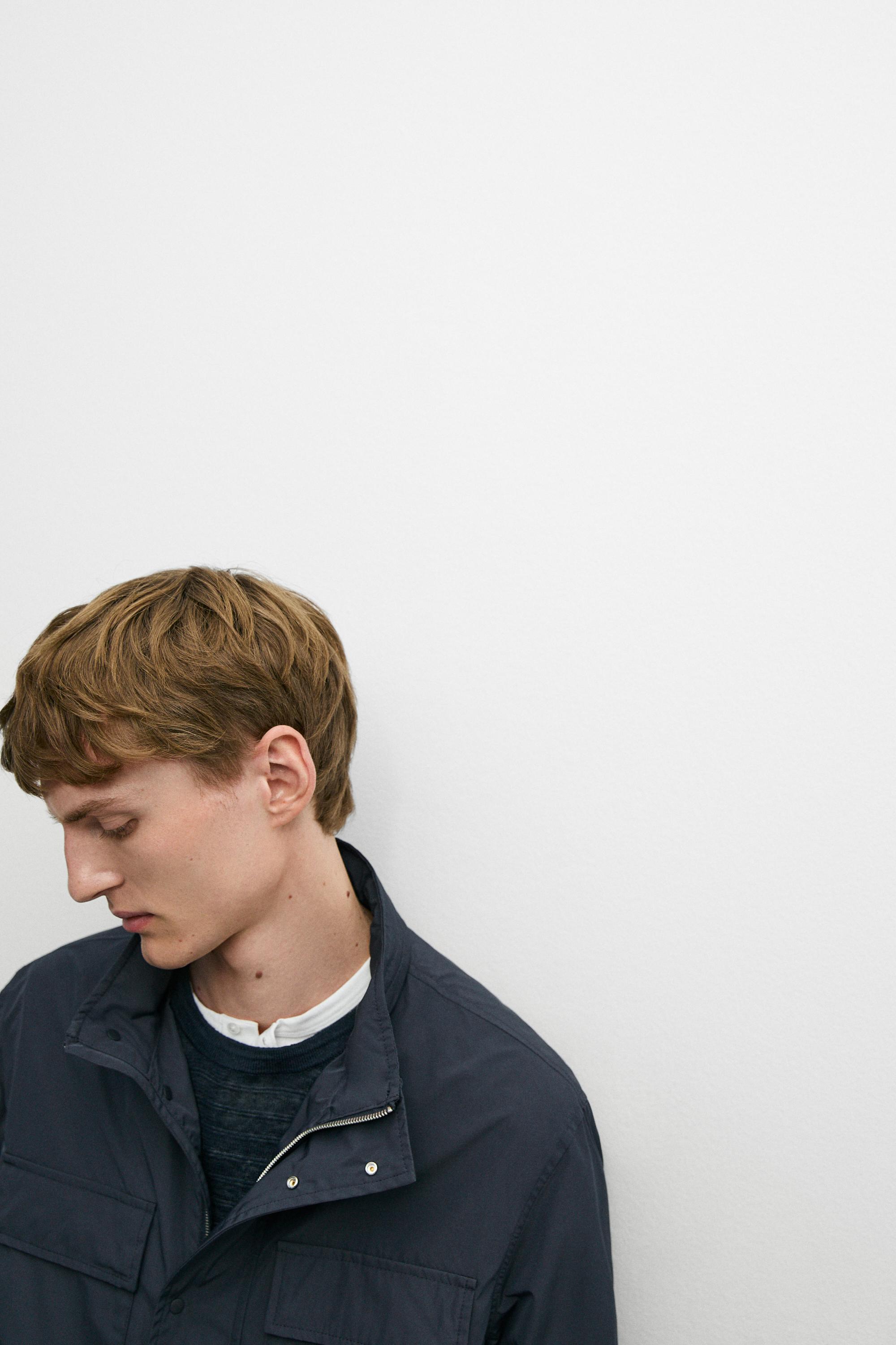 Technical fabric jacket with pocket details — BLUE