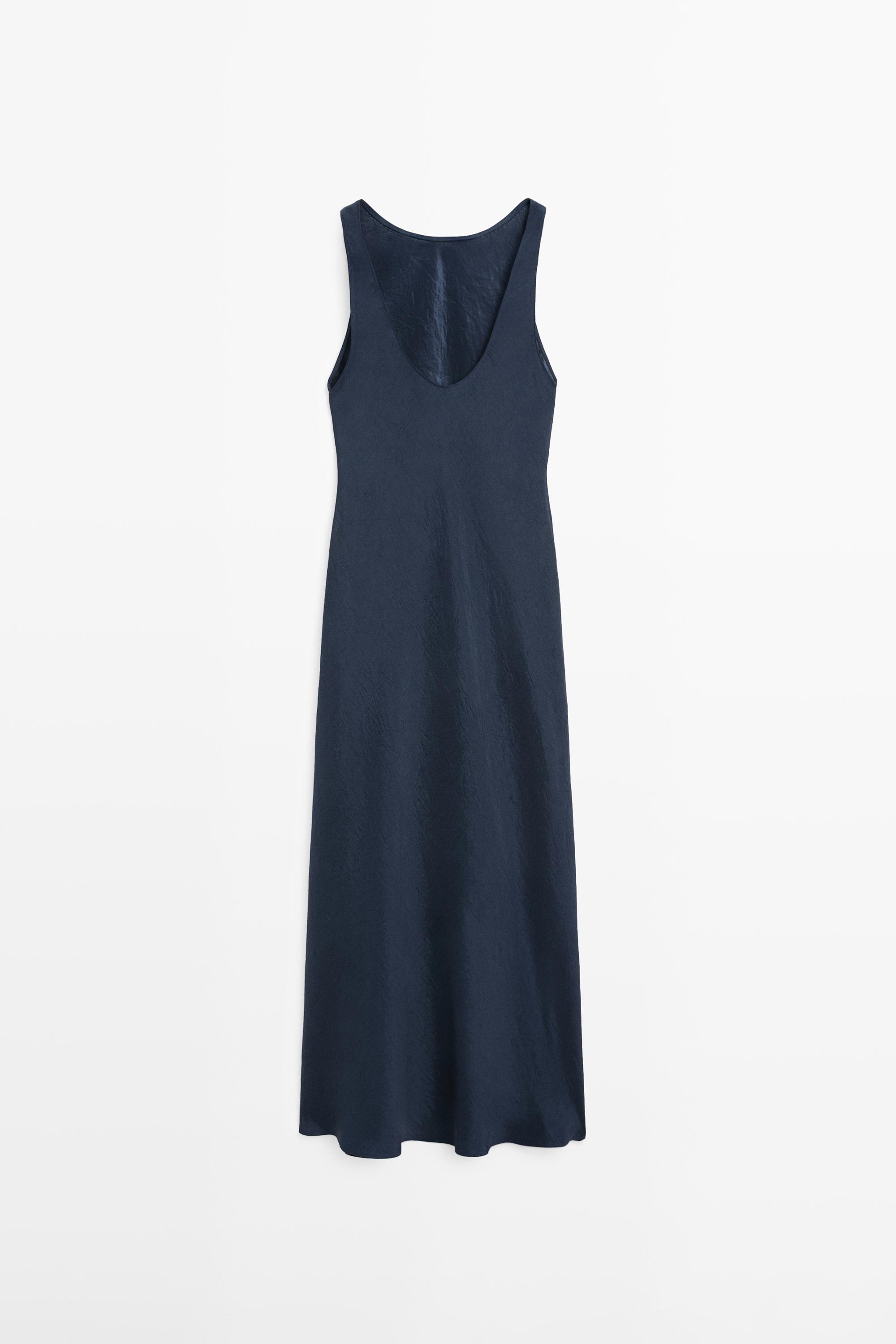 Gaun midi bahan jatuh Biru Dress | Massimo Dutti Gaun midi bahan jatuh Biru Dress | Massimo Dutti