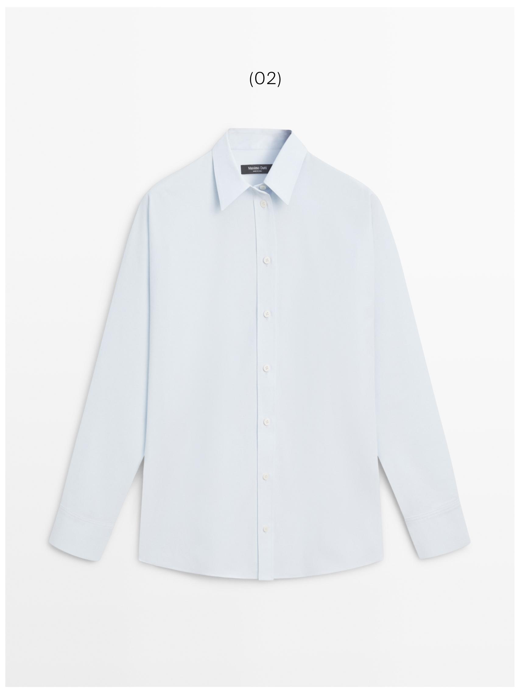 Poplin and cotton blend shirt — SKY BLUE