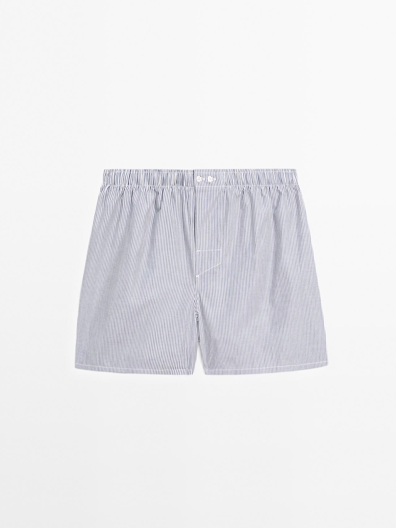 Massimo Dutti - Herre - Boxershorts Med Striber - Marineblå - Xl