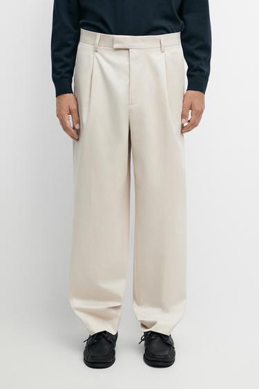 100% cotton darted pants — BEIGE 3