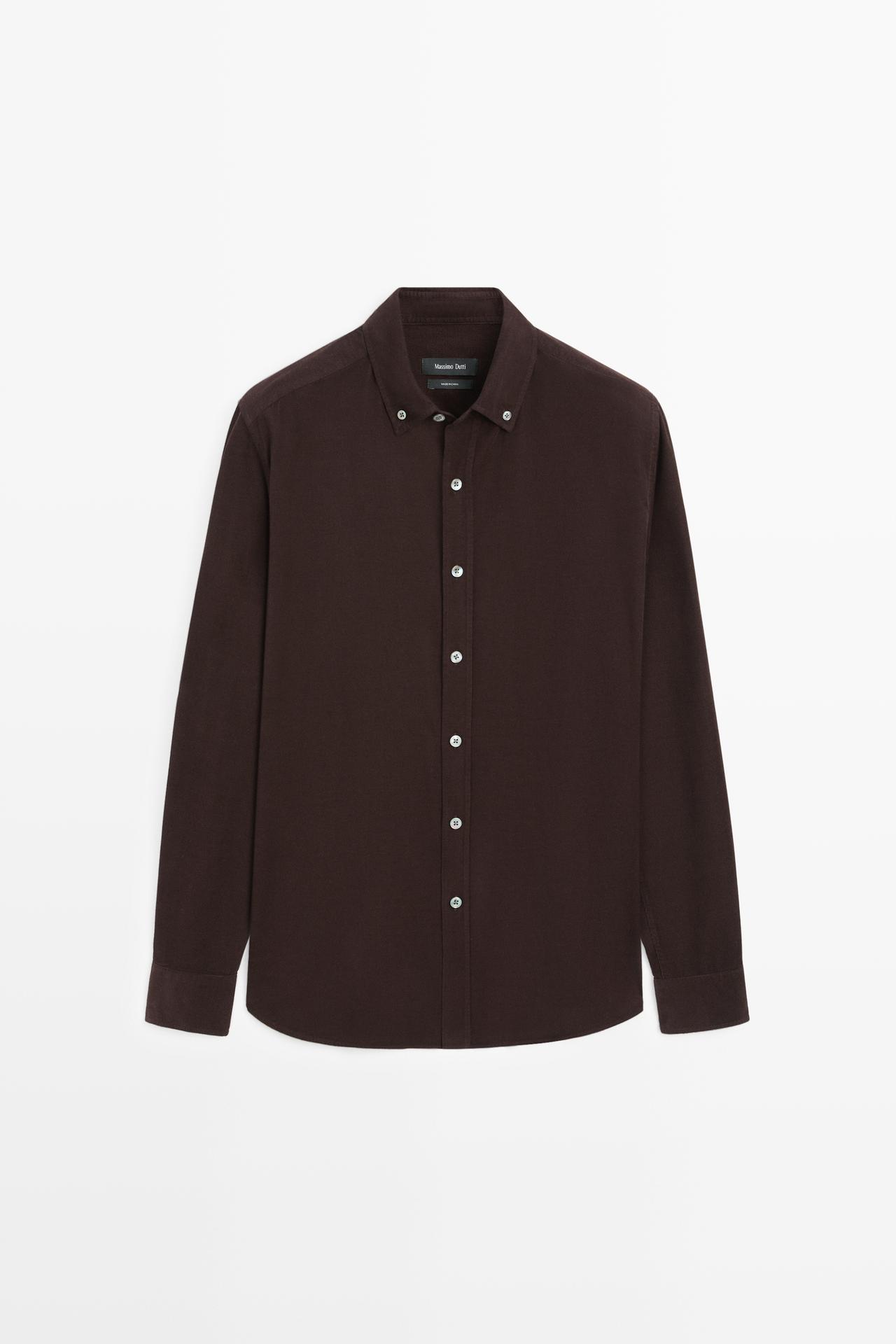 Regular fit needlecord shirt — BURGUNDY