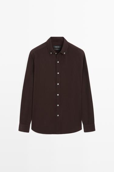 Regular fit needlecord shirt — BURGUNDY 2