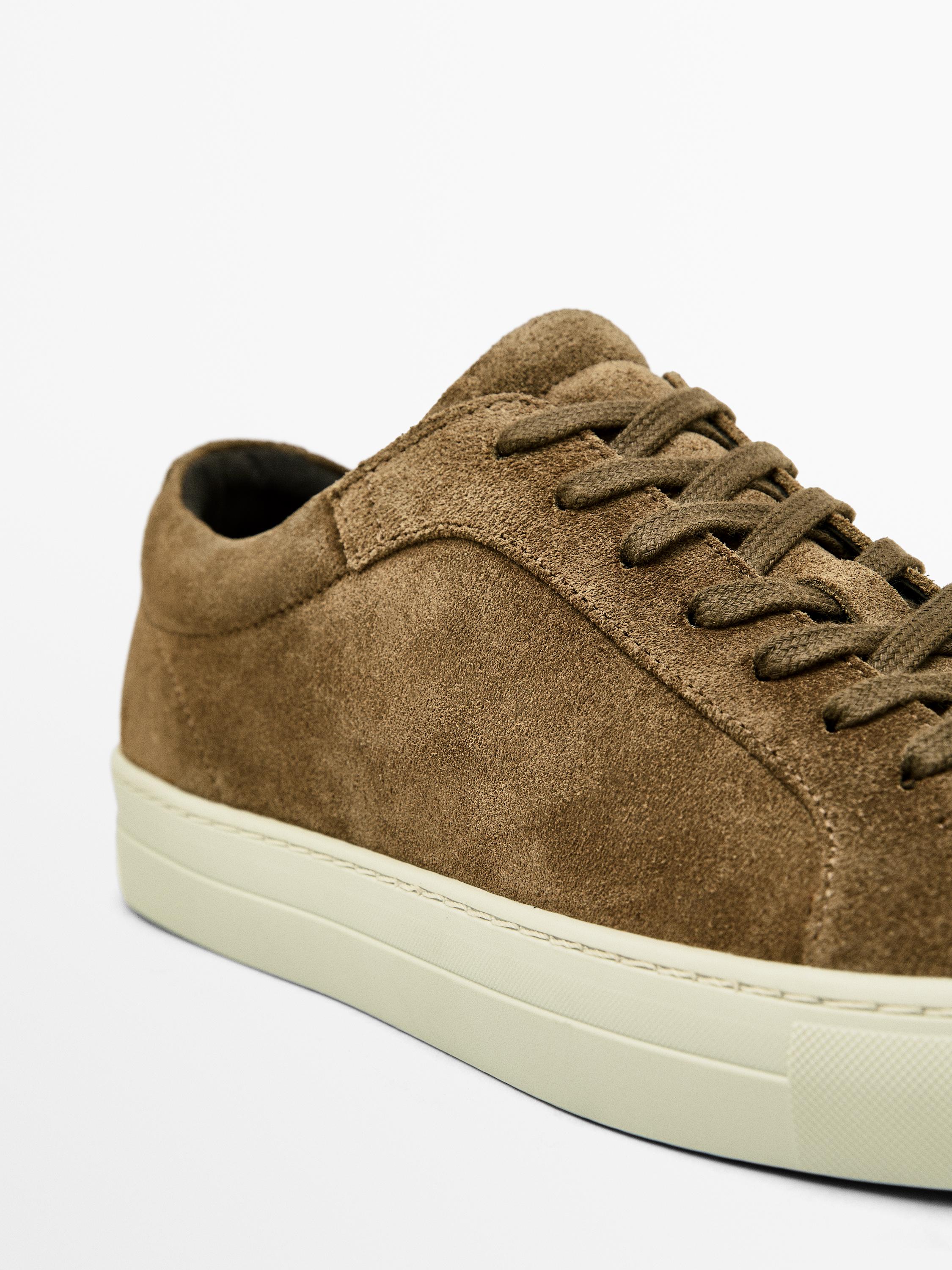 Split suede trainers
