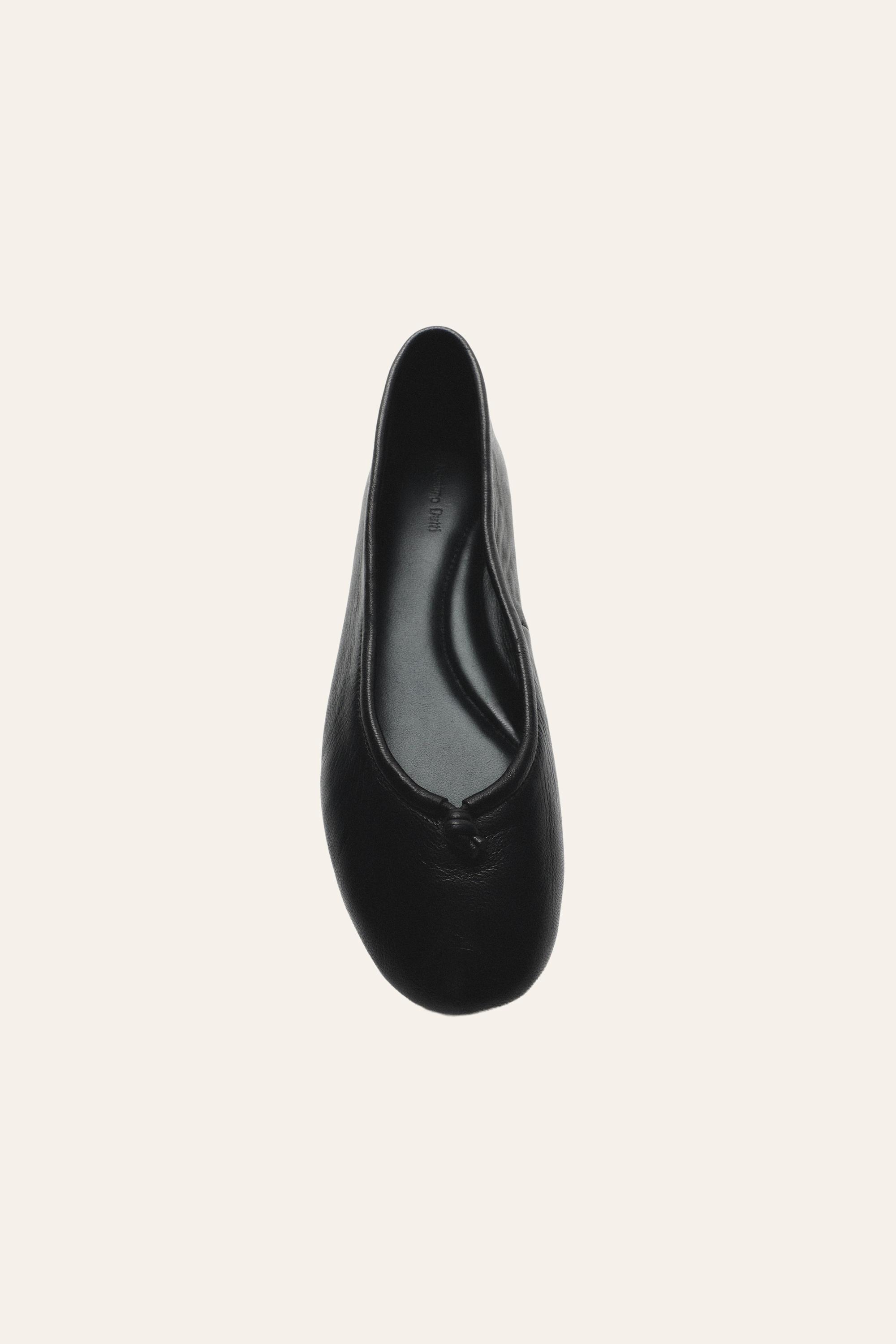 Leather knot ballerina flats — BLACK