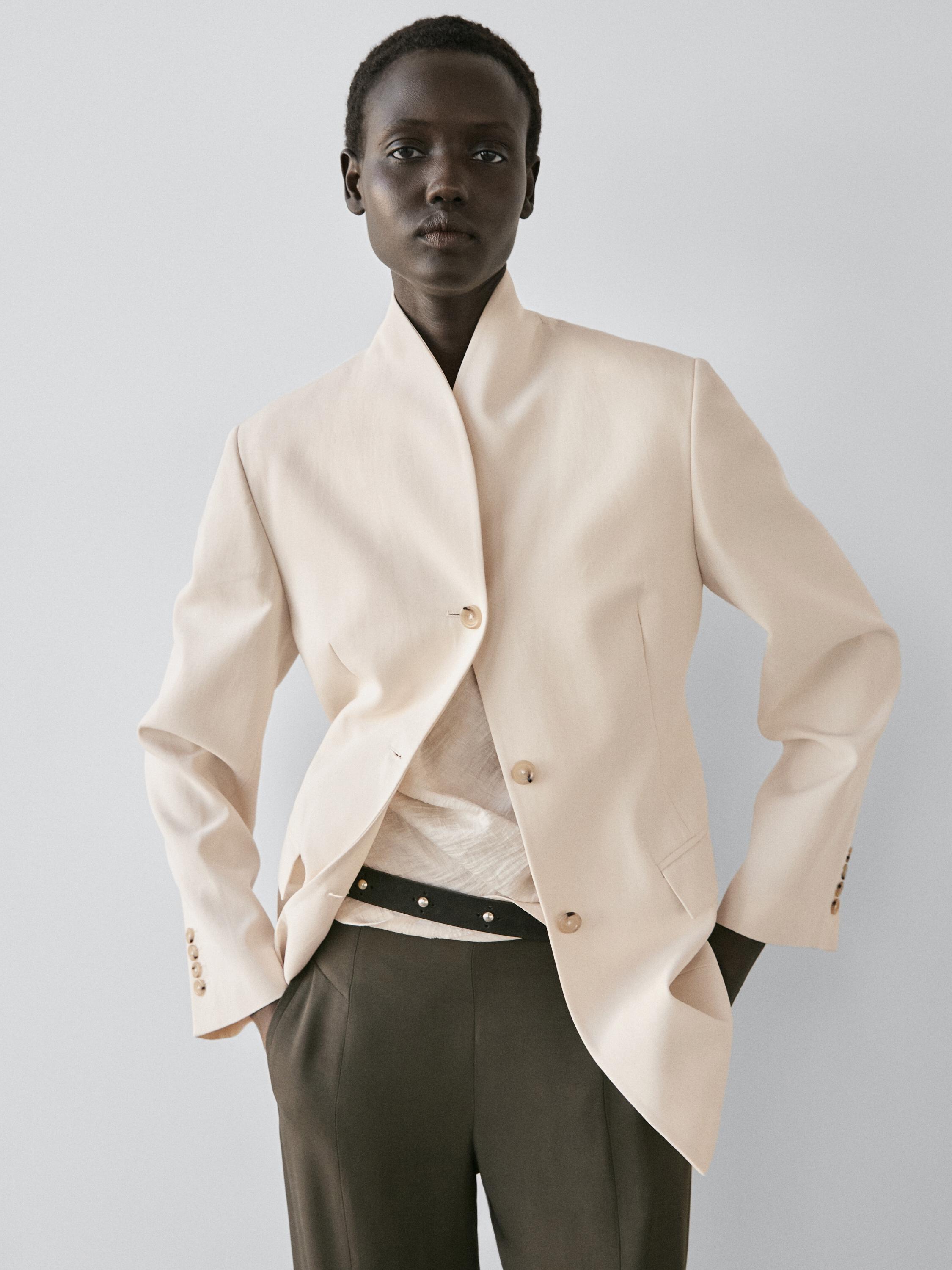 Asymmetric top with knot detail — BEIGE