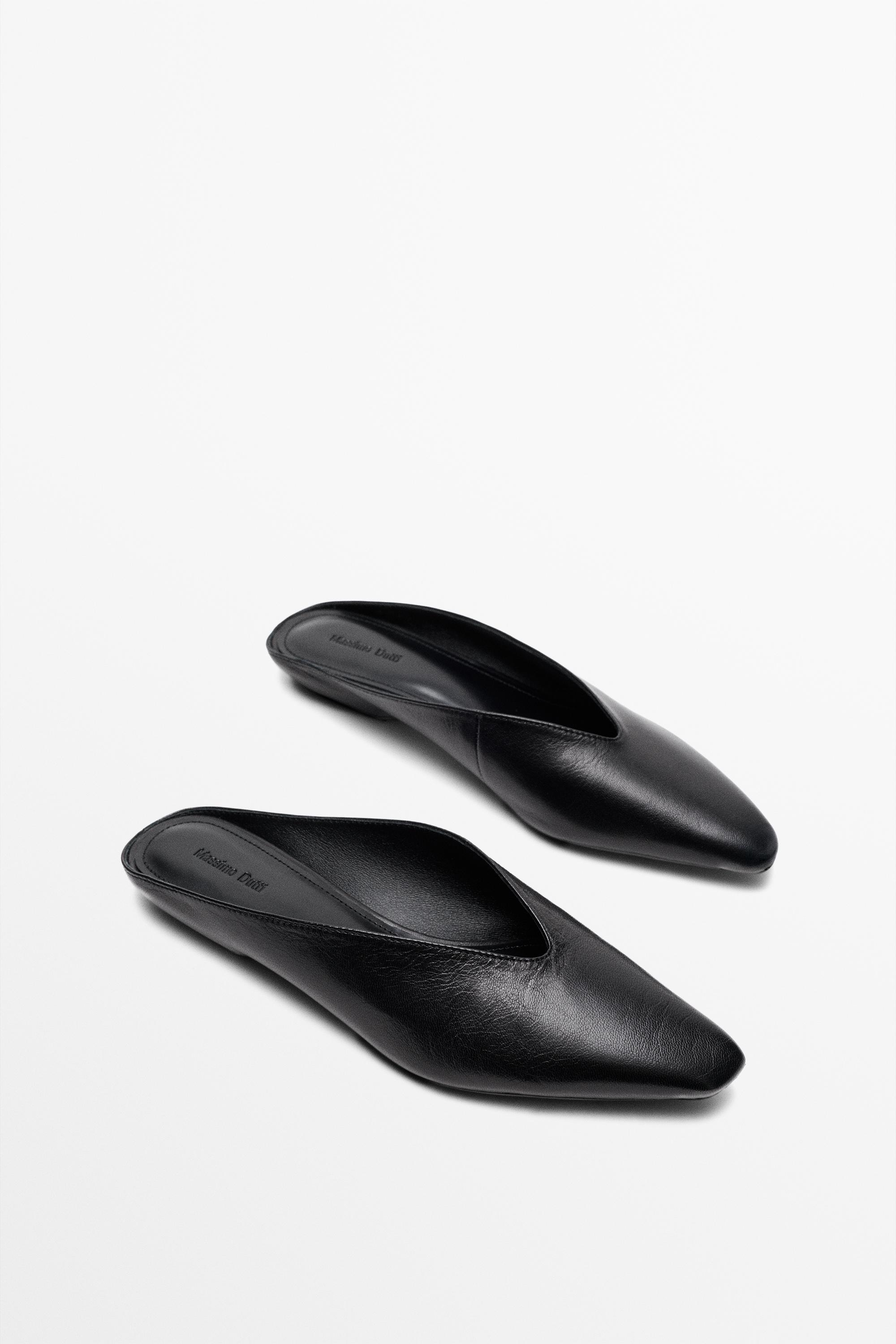 Soft leather mules — BLACK