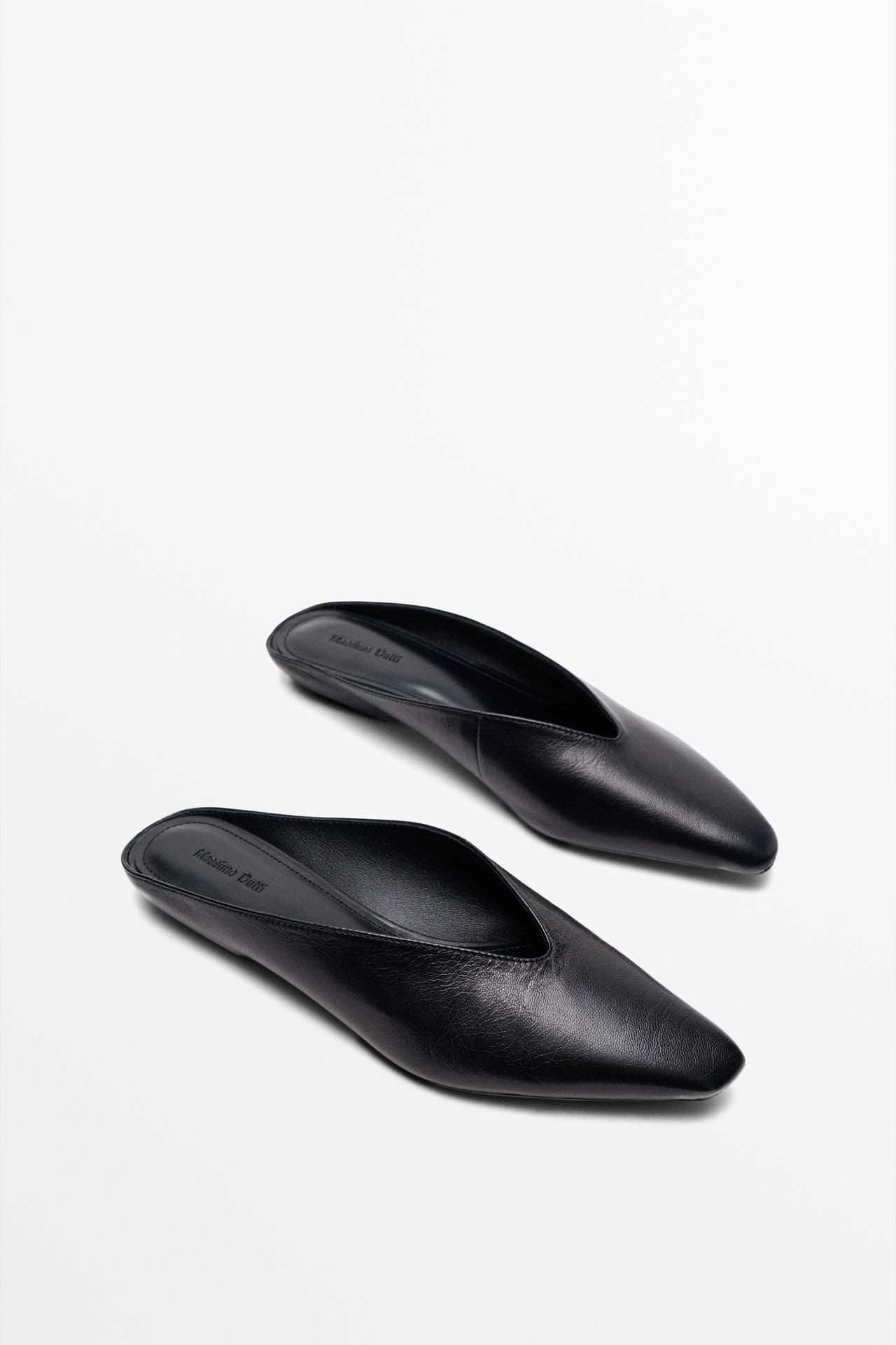 Soft leather mules — BLACK