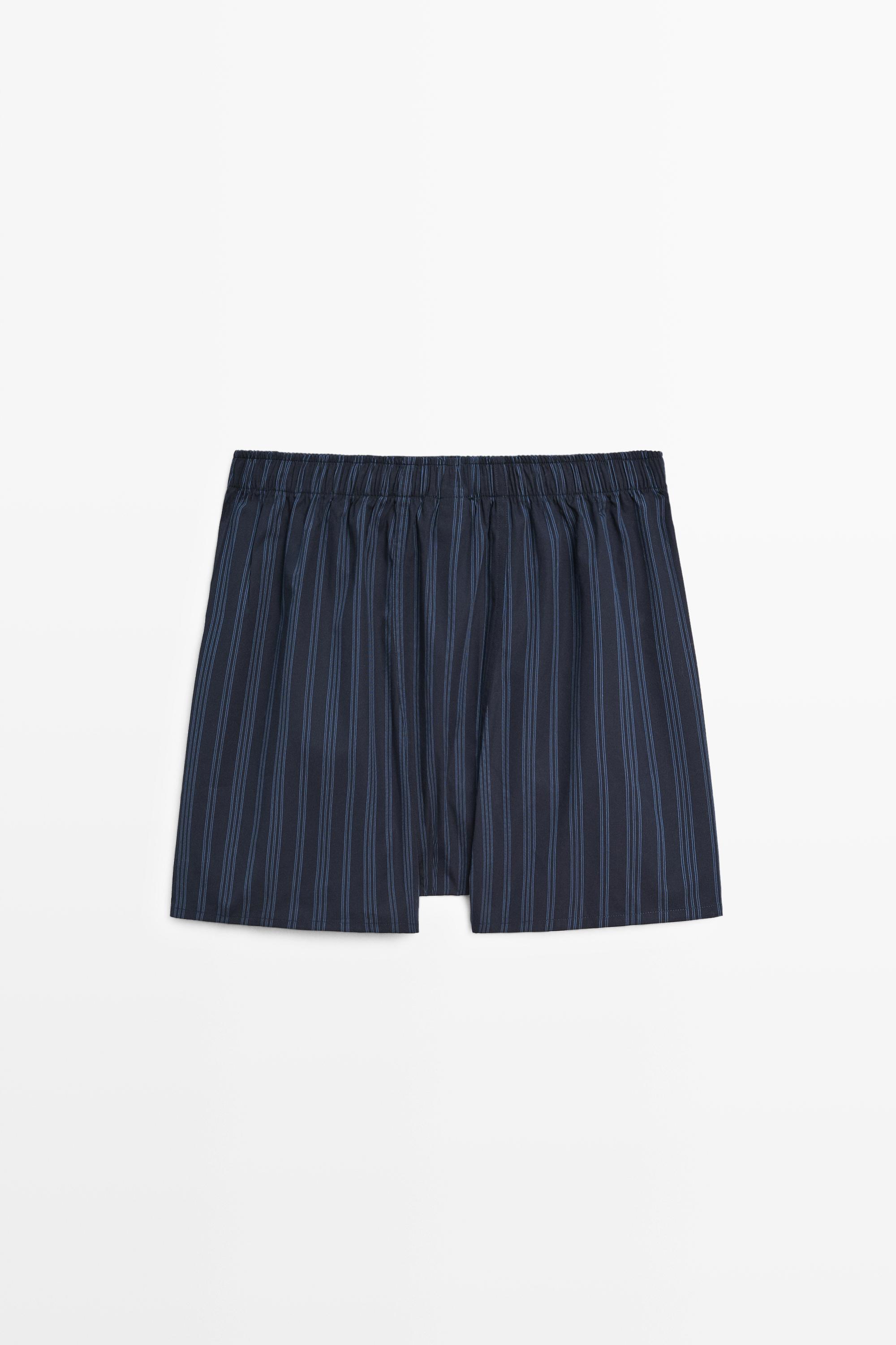 100% cotton striped boxers — NAVY BLUE