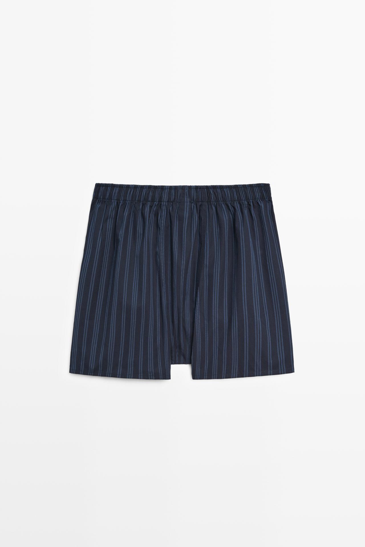 100% cotton striped boxers — NAVY BLUE