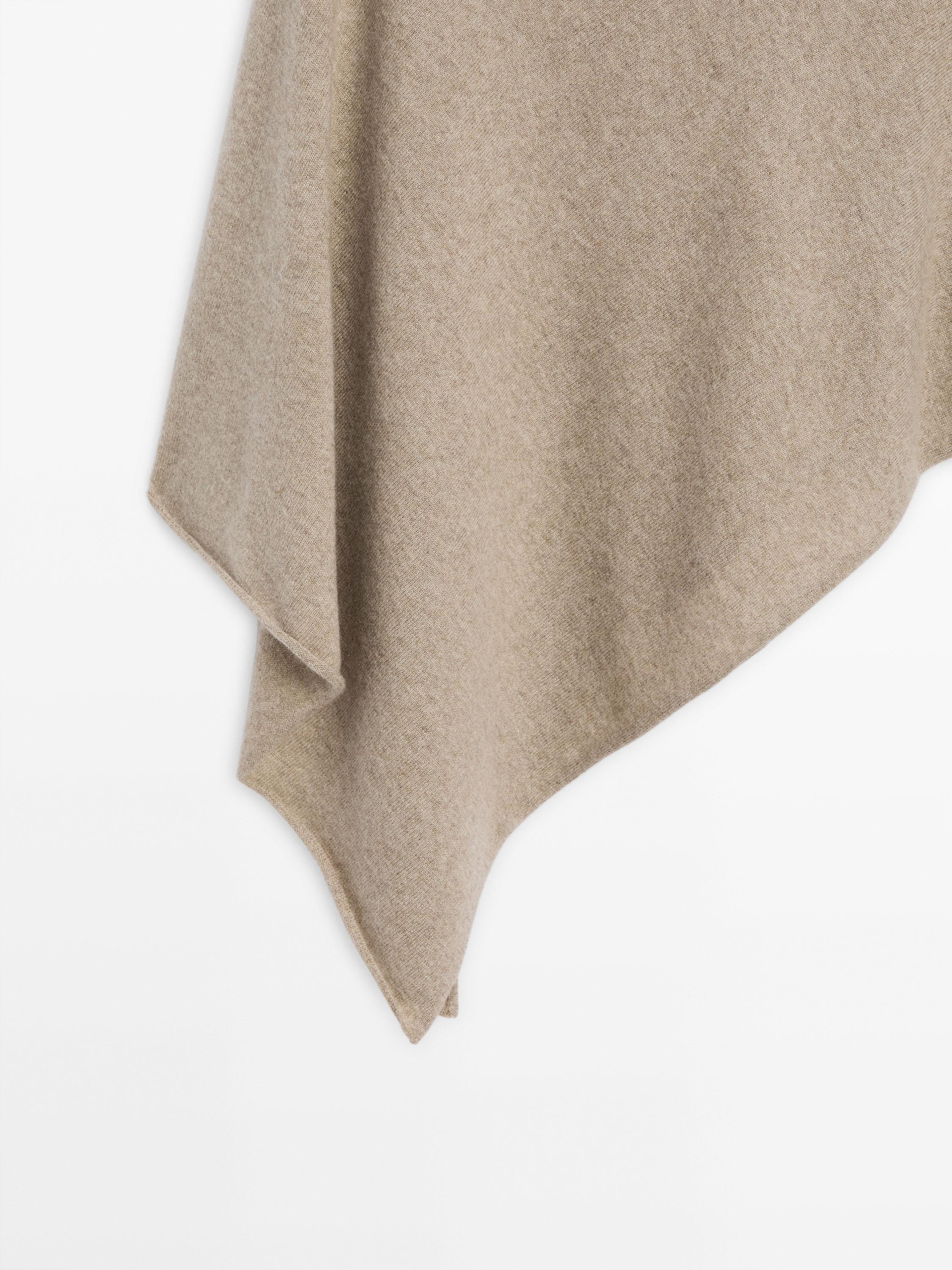Asymmetric cashmere cape