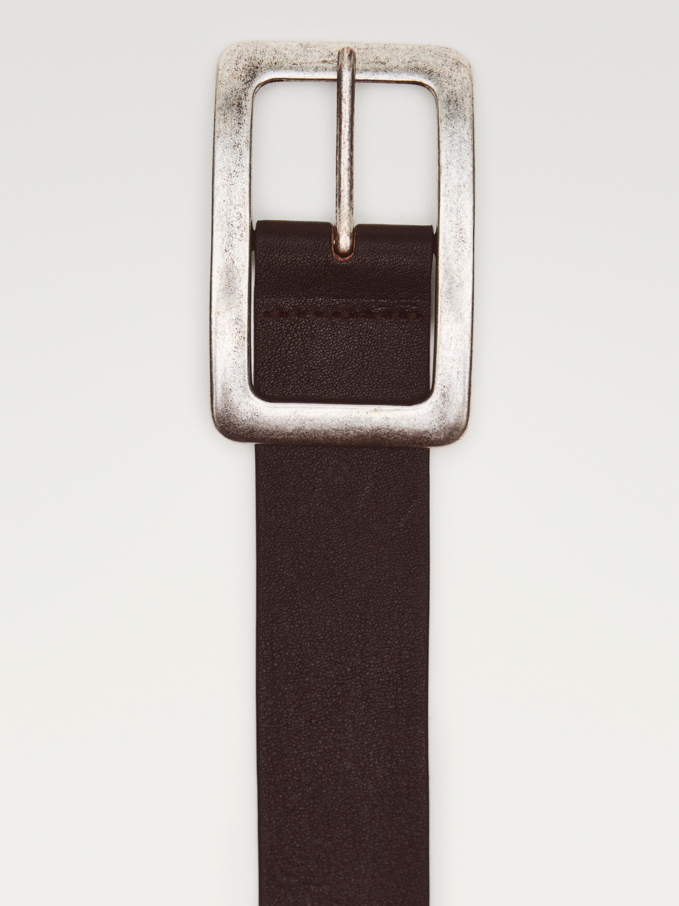 Ceinture boucle rectangulaire en cuir nappa