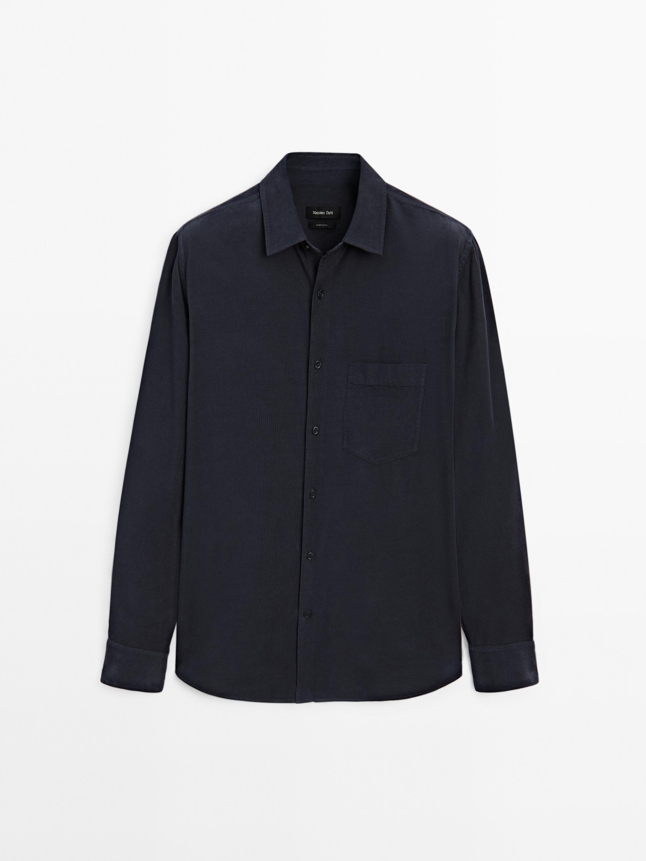 Chemise regular en velours côtelé fin