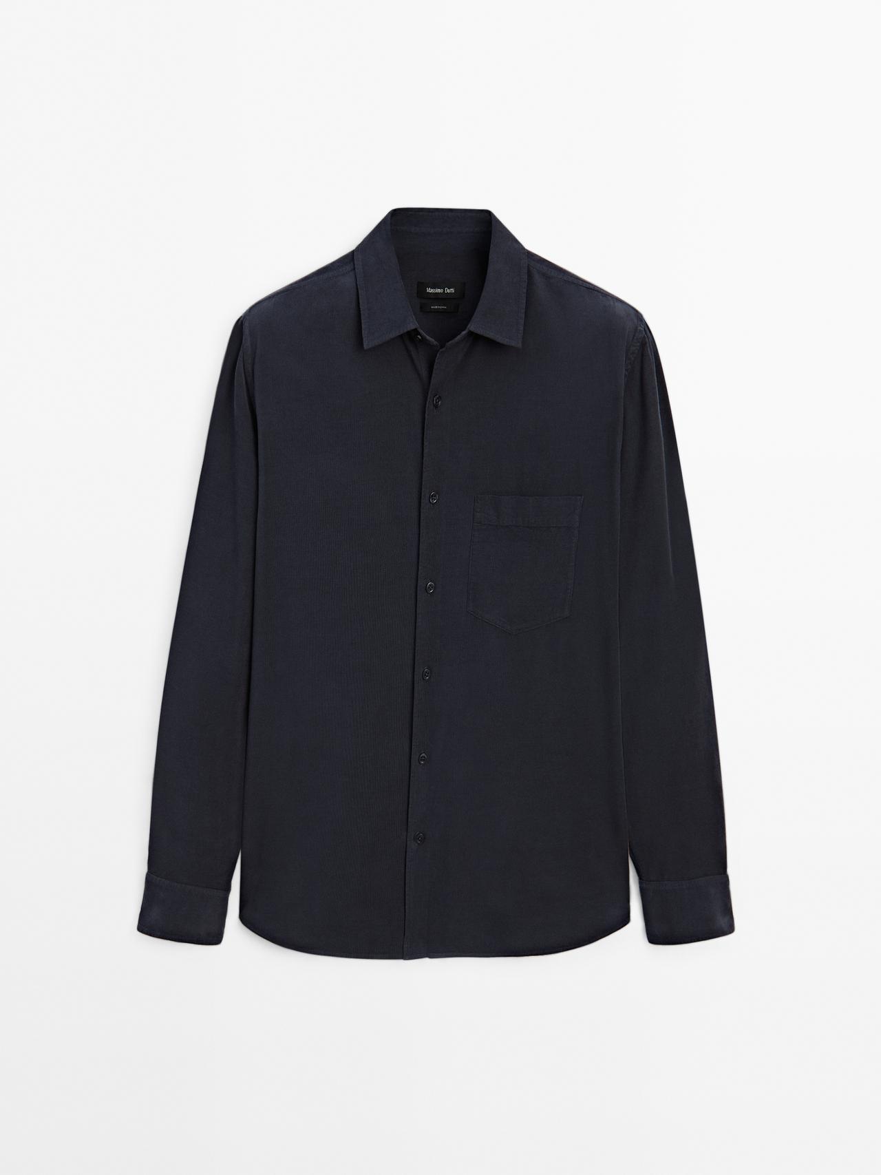 Massimo Dutti - Heren - Regular Fit Overhemd Van Fijne Corduroy - Blauw - L