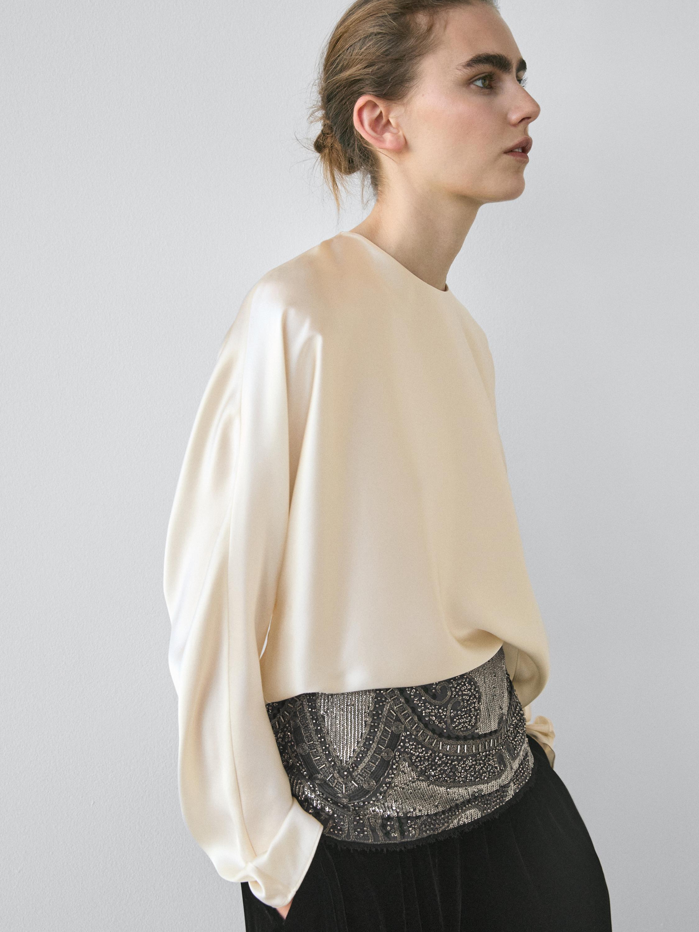 100% silk short batwing sleeve blouse - STUDIO