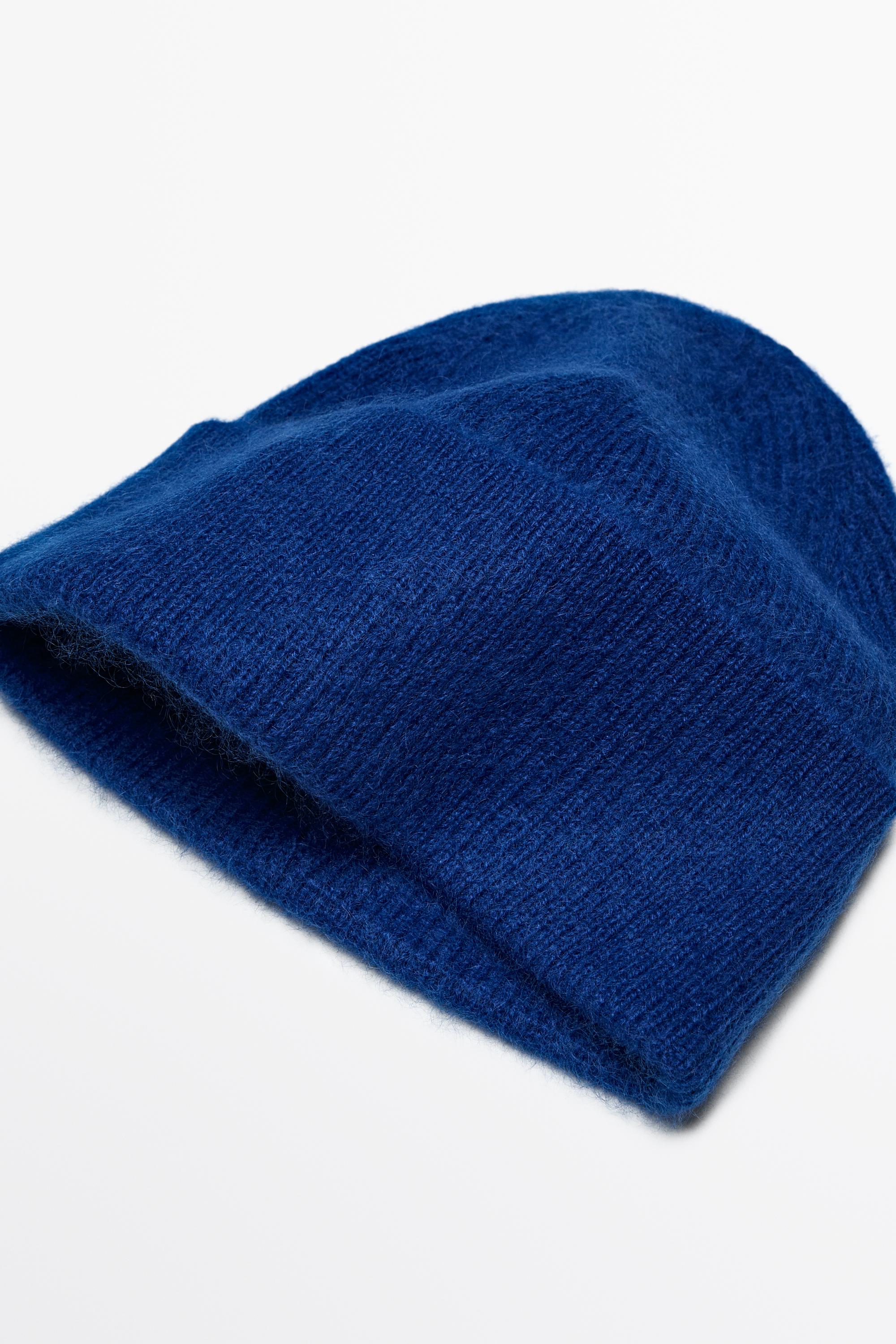 100% cashmere knit beanie — INK BLUE