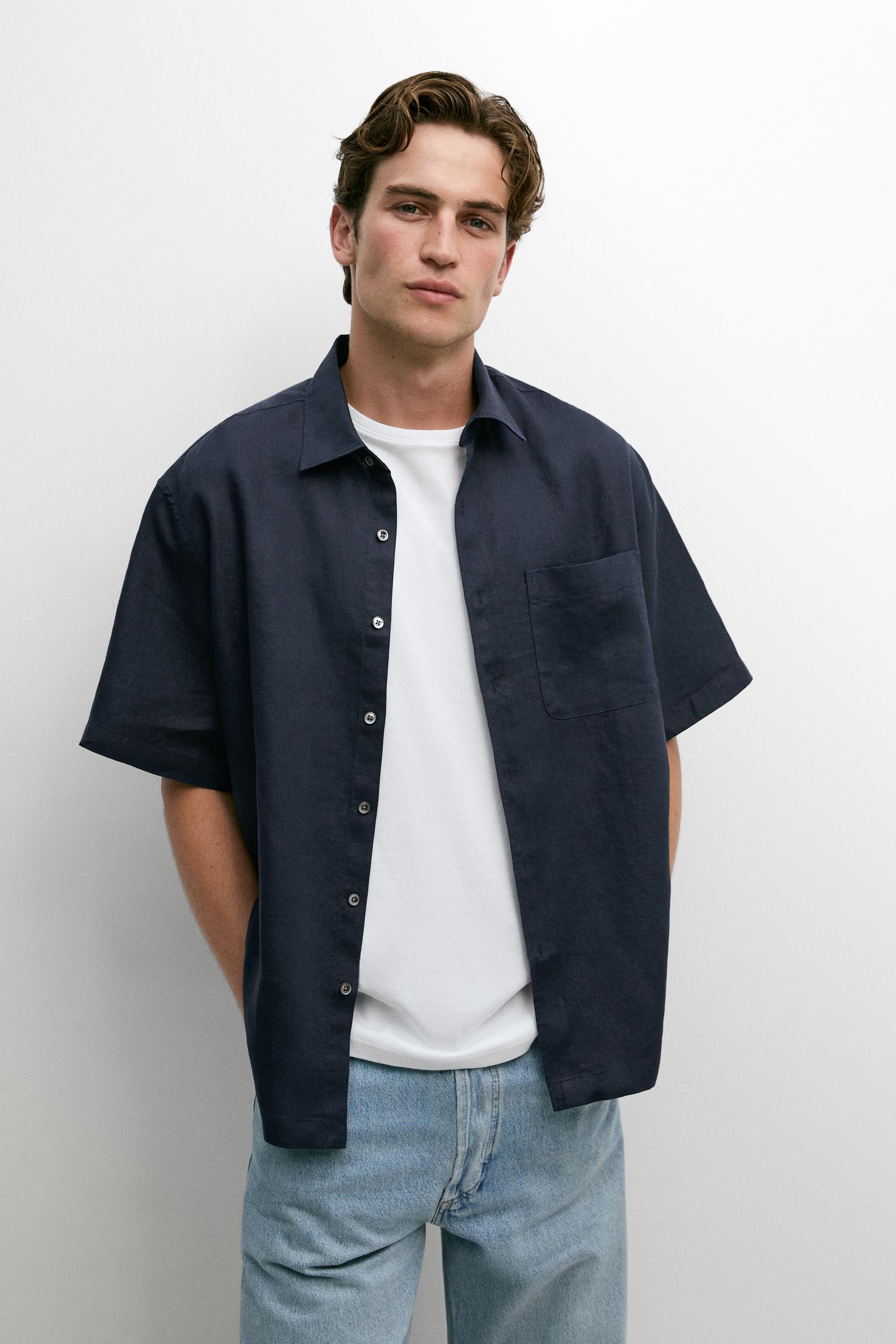 Camisa manga corta 100% lino