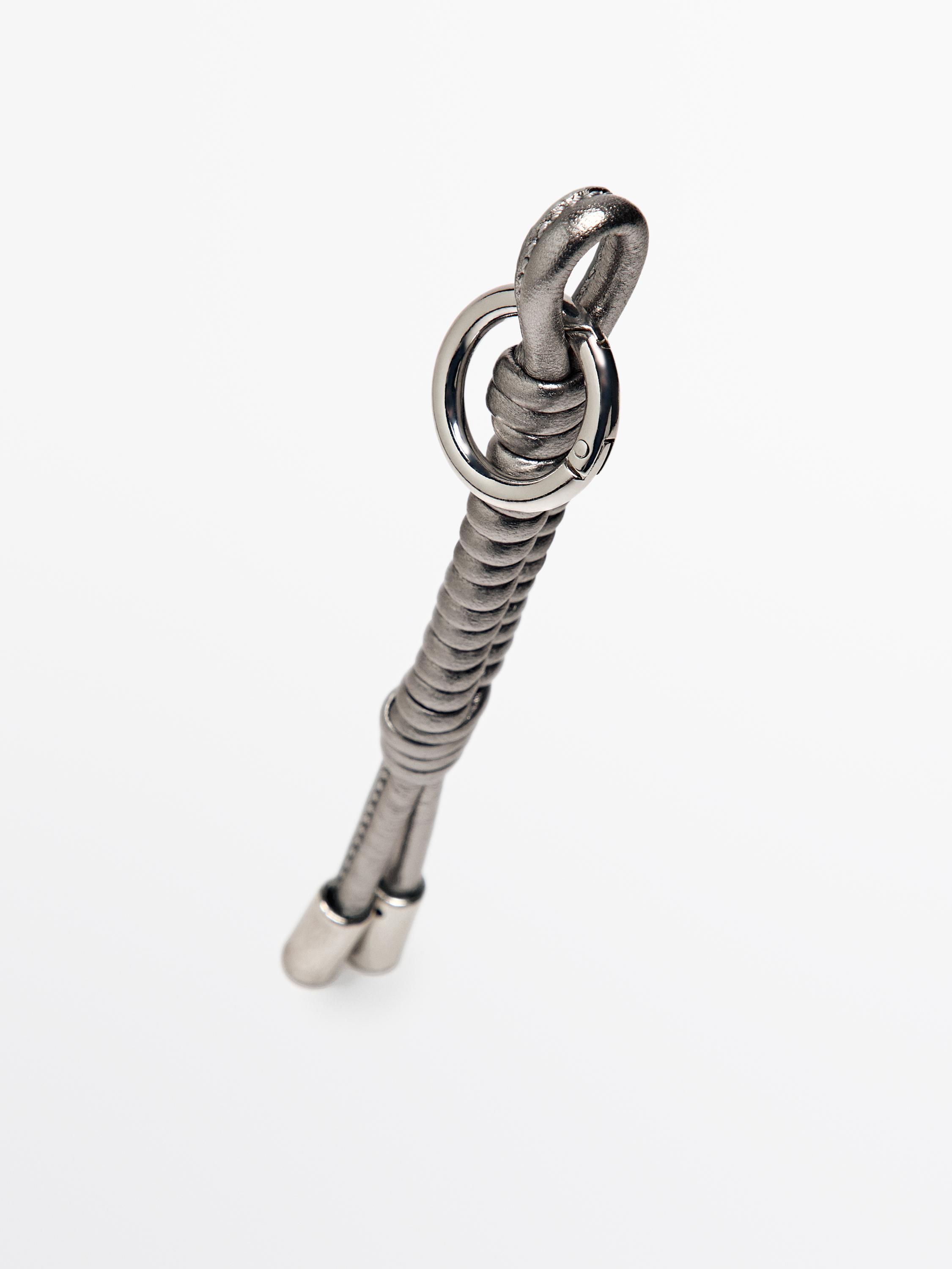 Nappa leather charm key ring with knots