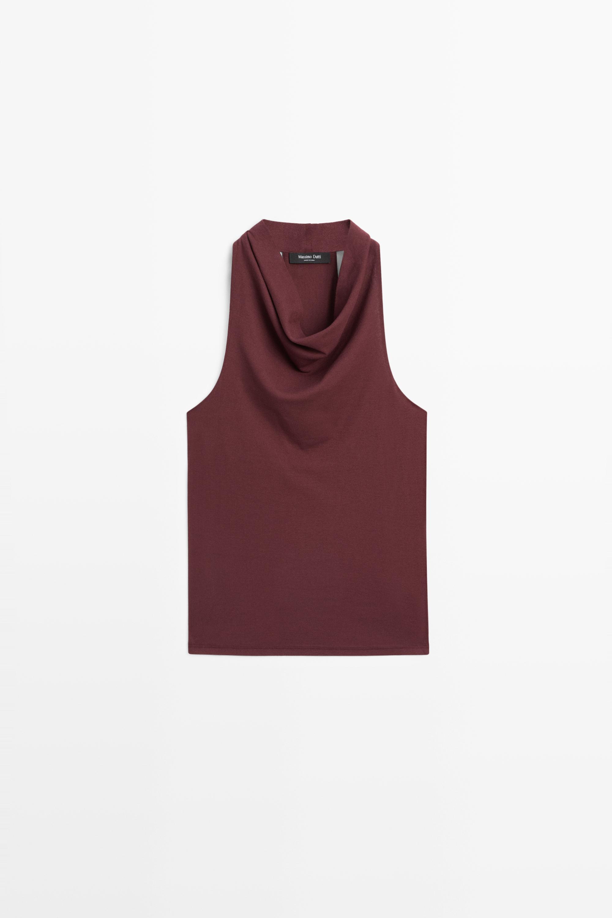 100% cotton draped top — BURGUNDY