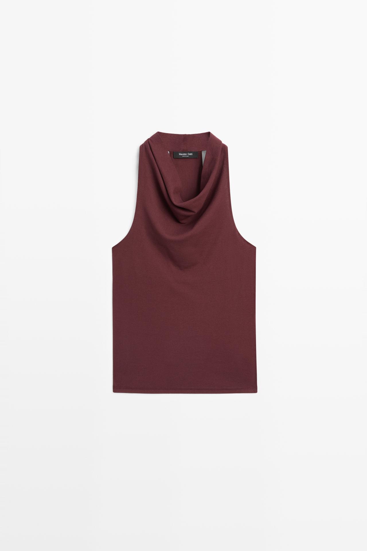100% cotton draped top — BURGUNDY