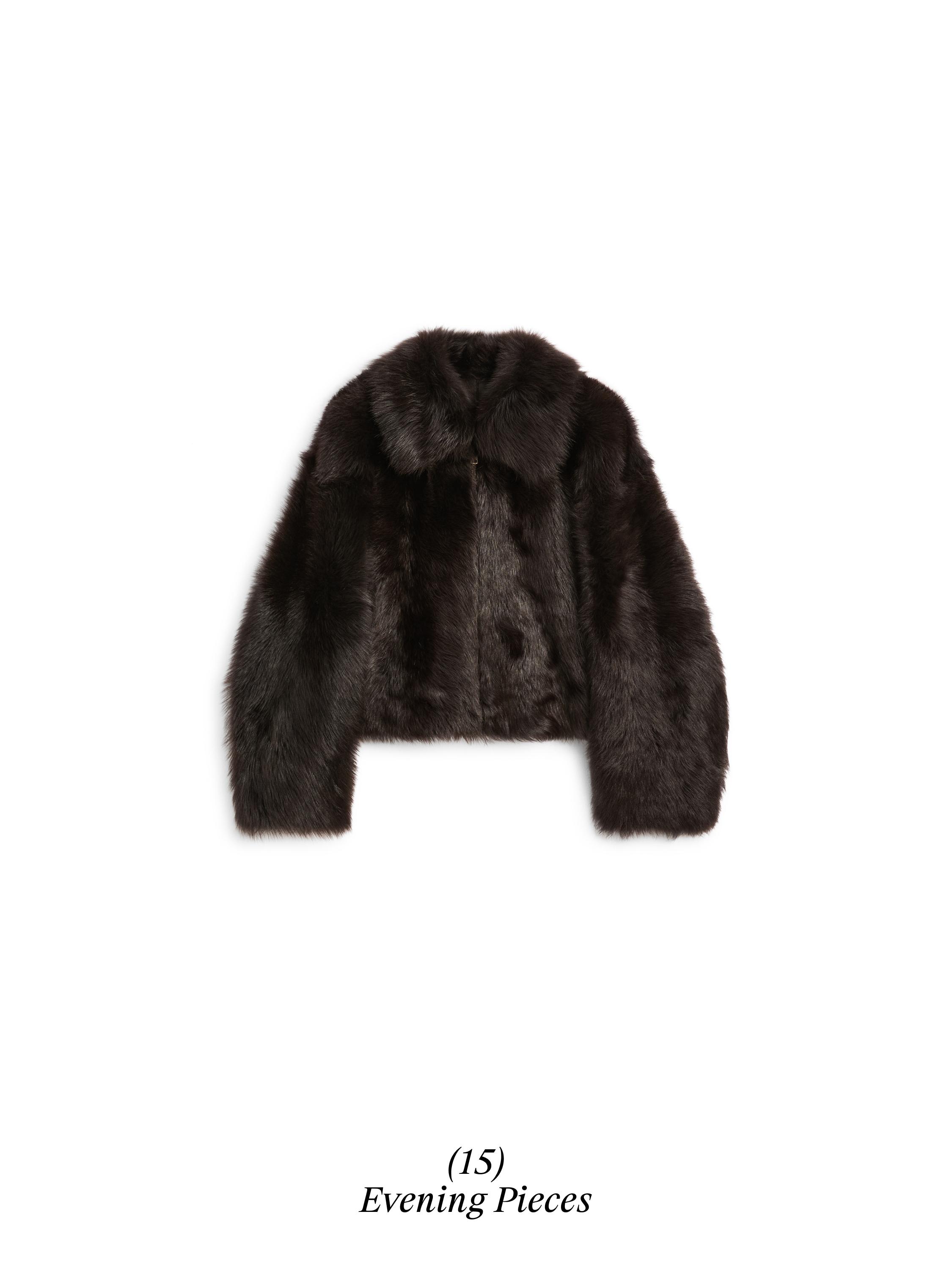 Short leather jacket with fur — BROWN