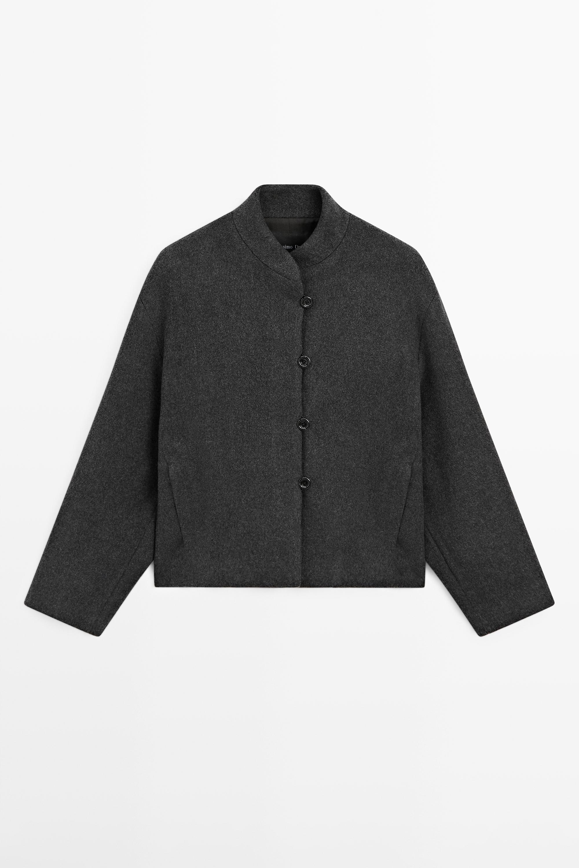 Wool blend jacket with collar detail
